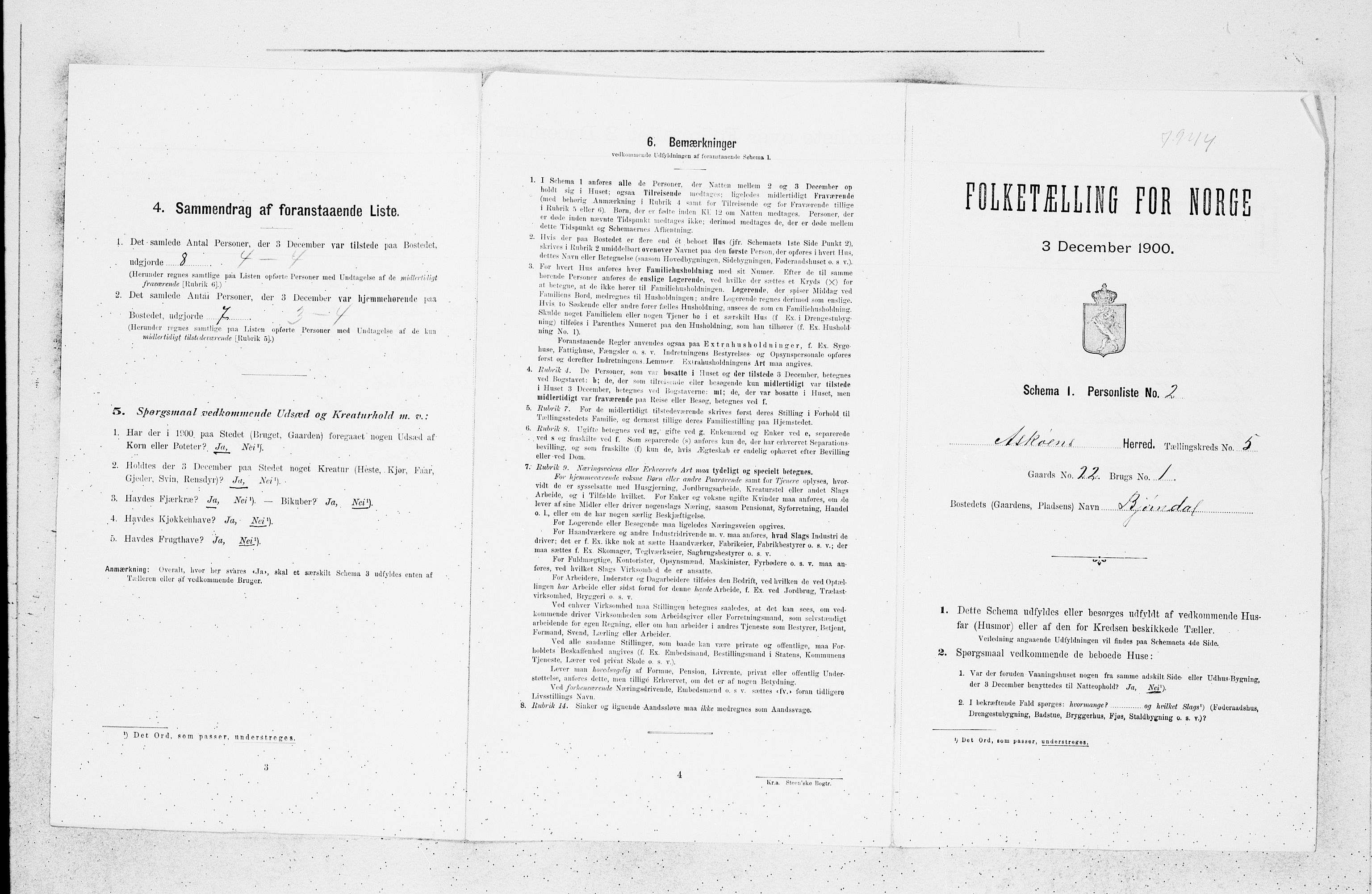 SAB, 1900 census for Askøy, 1900, p. 704