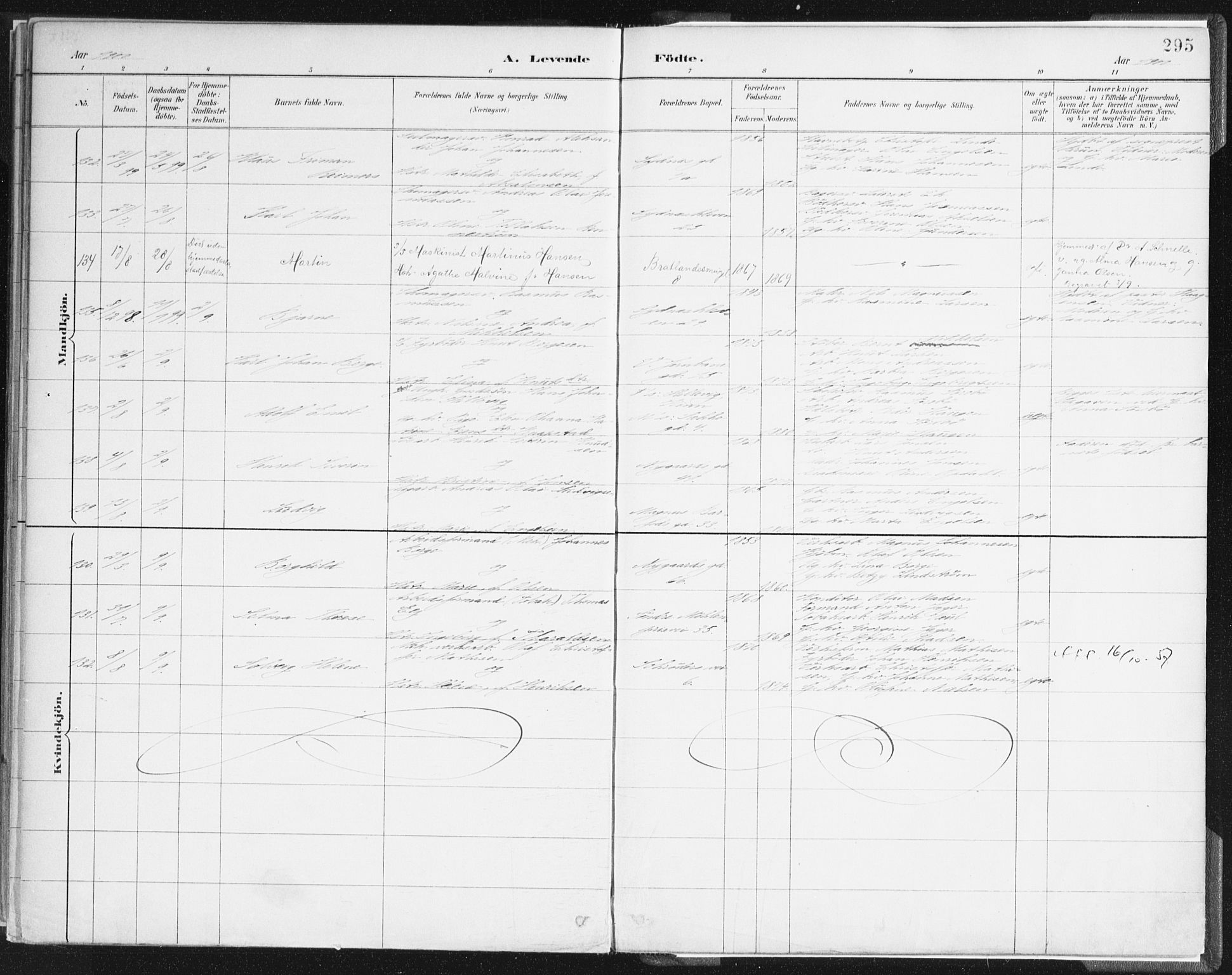 Johanneskirken sokneprestembete, SAB/A-76001/H/Haa/L0001: Parish register (official) no. A 1, 1885-1900, p. 295