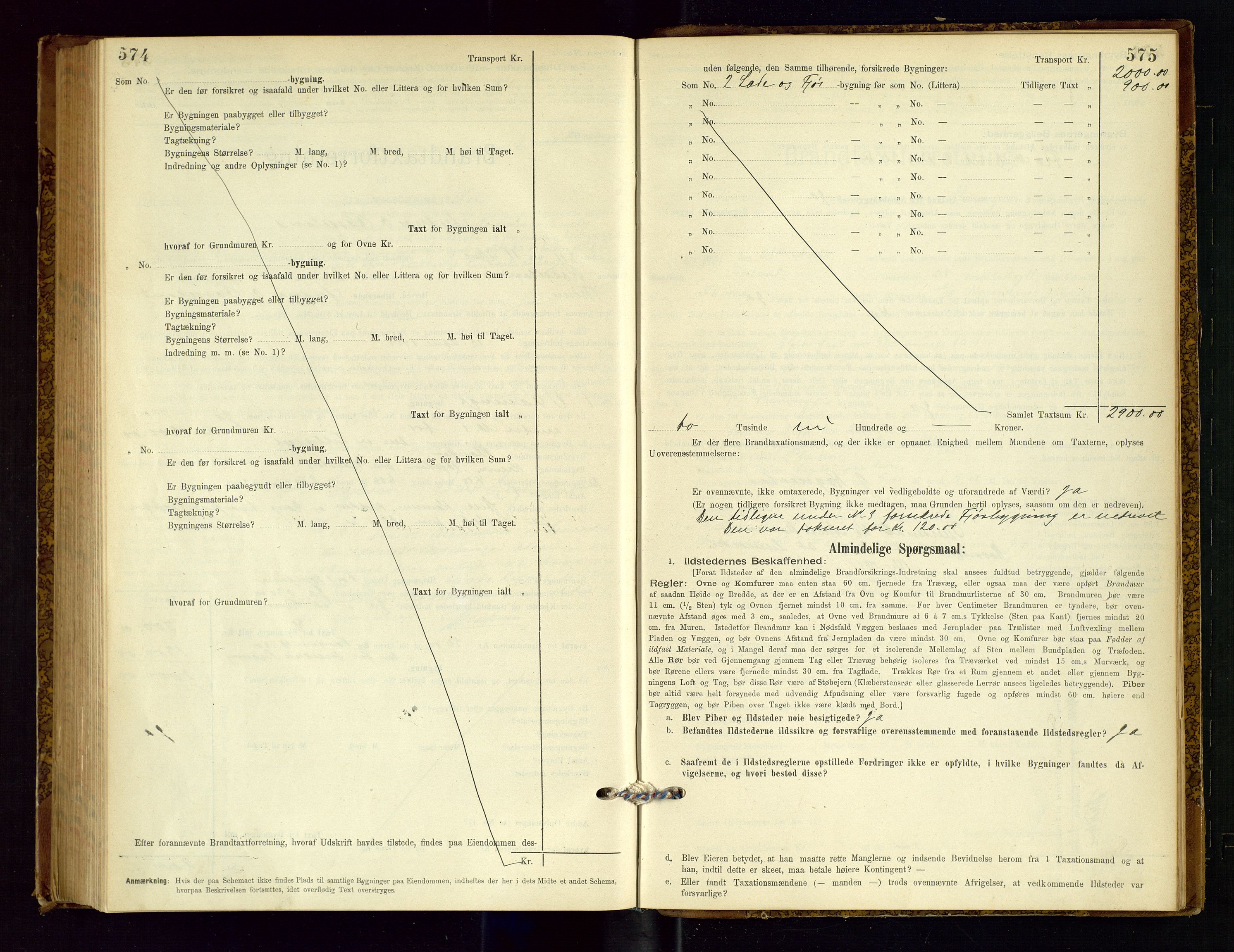 Time lensmannskontor, SAST/A-100420/Gob/L0001: Branntakstprotokoll, 1896-1914, p. 574-575
