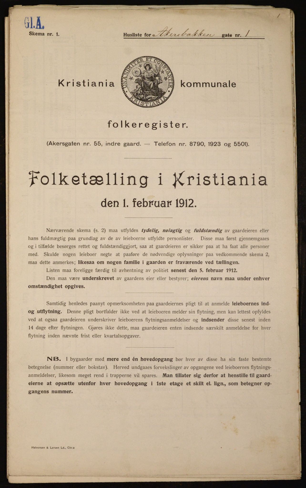 OBA, Municipal Census 1912 for Kristiania, 1912, p. 25