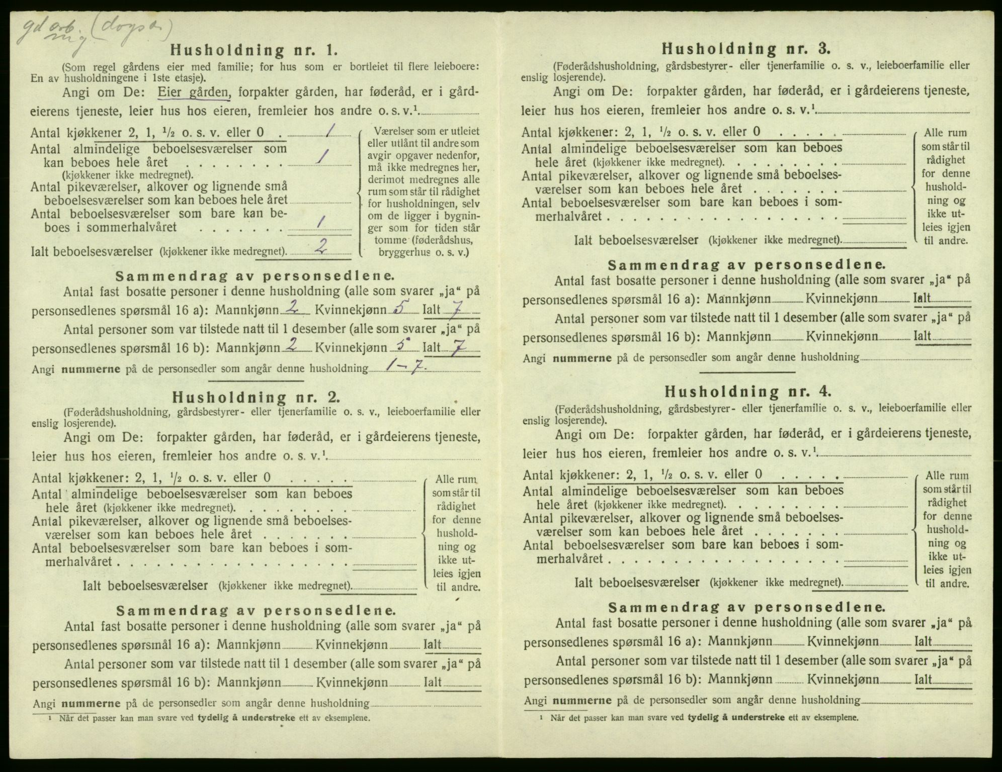 SAB, 1920 census for Røldal, 1920, p. 32