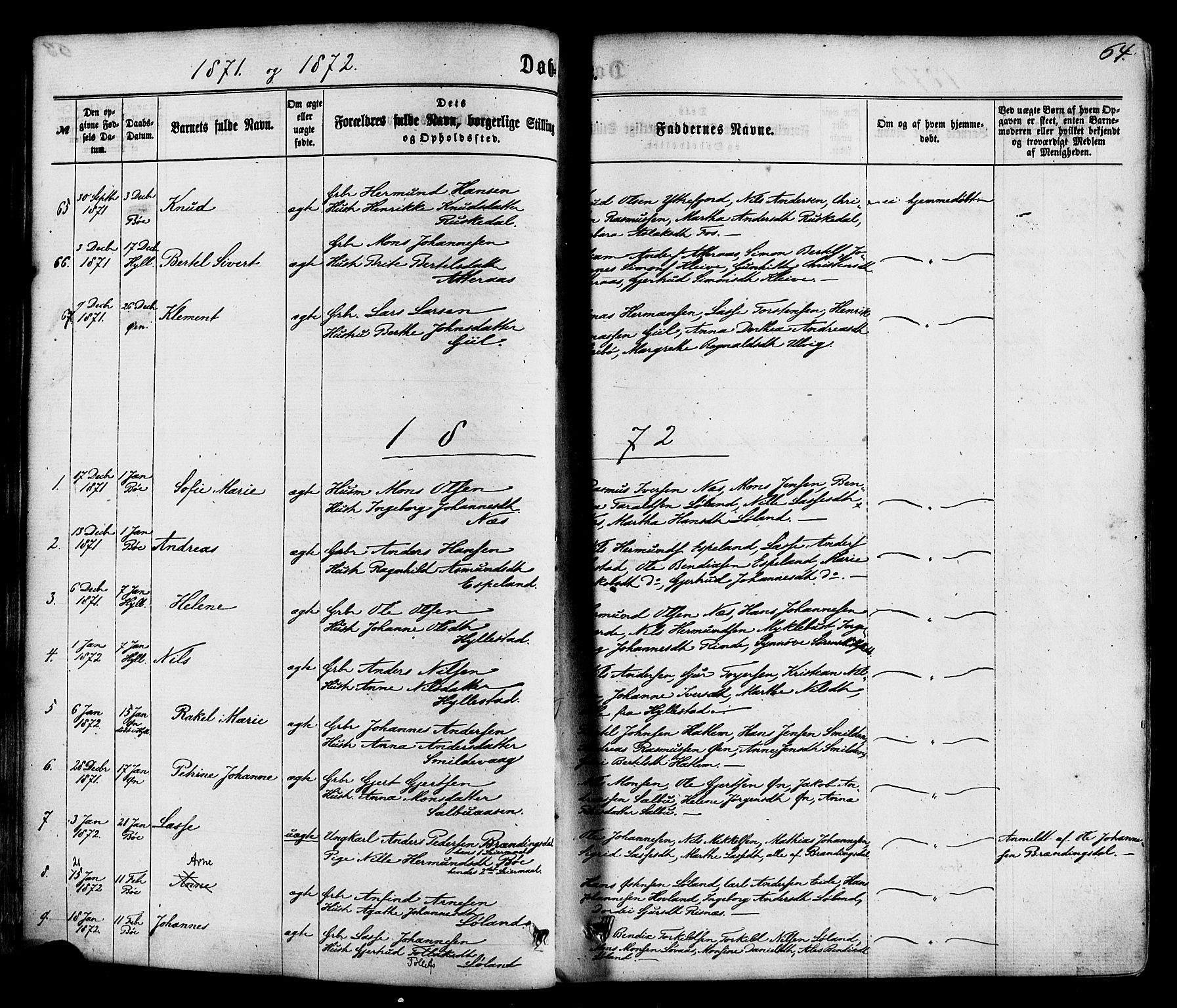 Hyllestad sokneprestembete, AV/SAB-A-80401: Parish register (official) no. A 1, 1861-1886, p. 64