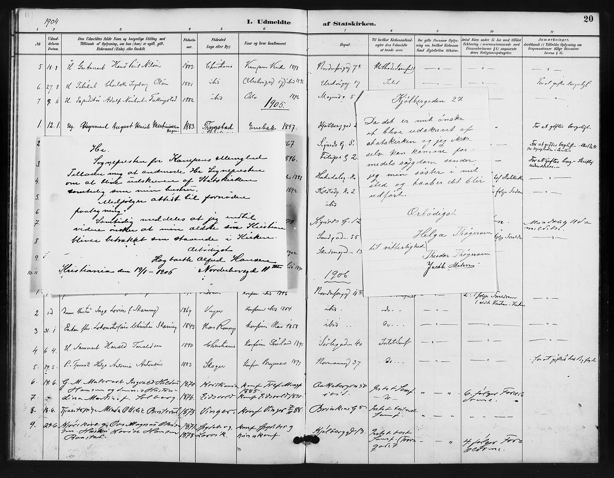 Kampen prestekontor Kirkebøker, AV/SAO-A-10853/F/Fb/L0002: Parish register (official) no. II 2, 1890-1911, p. 20