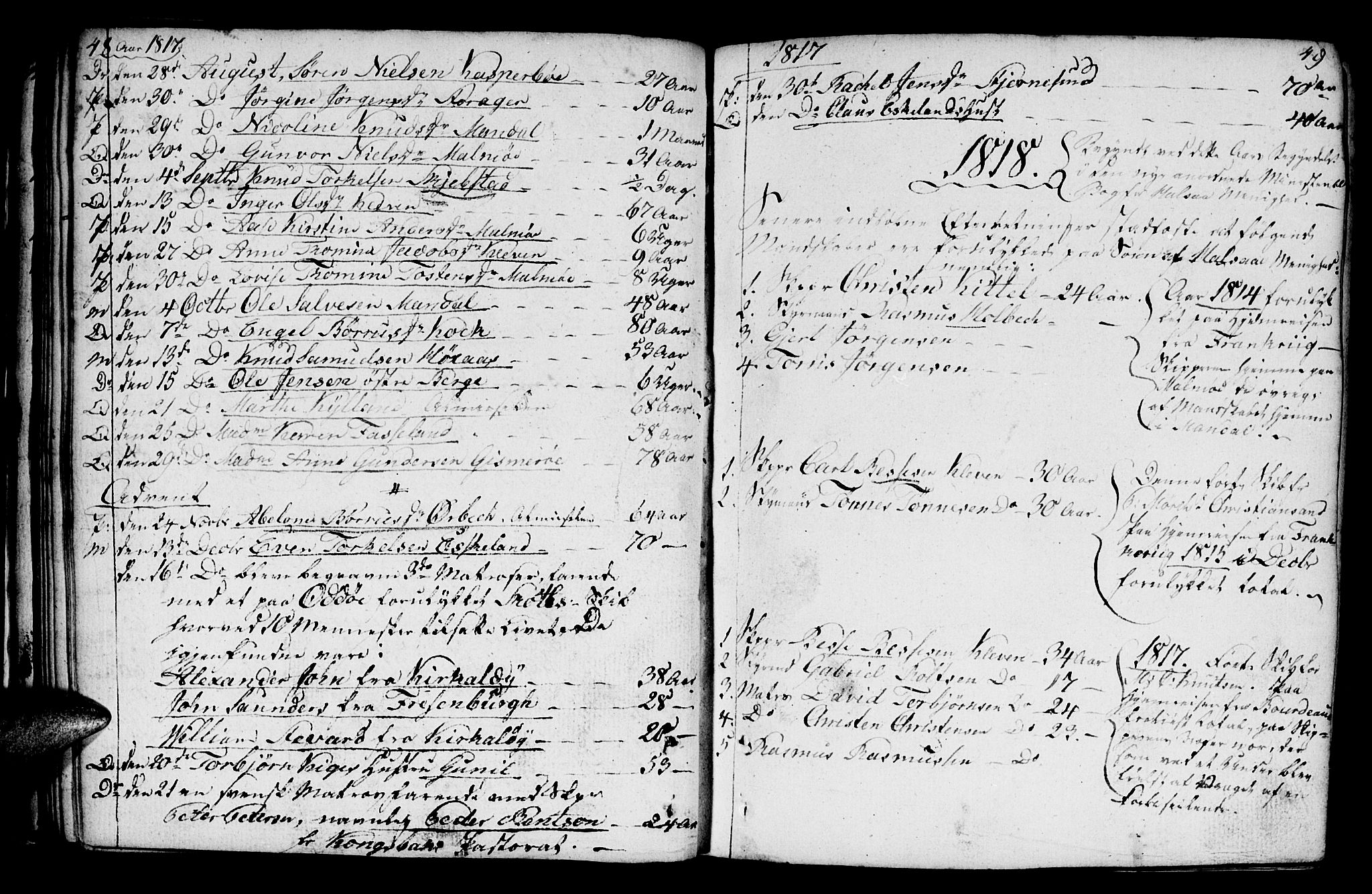 Mandal sokneprestkontor, SAK/1111-0030/F/Fa/Faa/L0009: Parish register (official) no. A 9, 1804-1818, p. 48-49