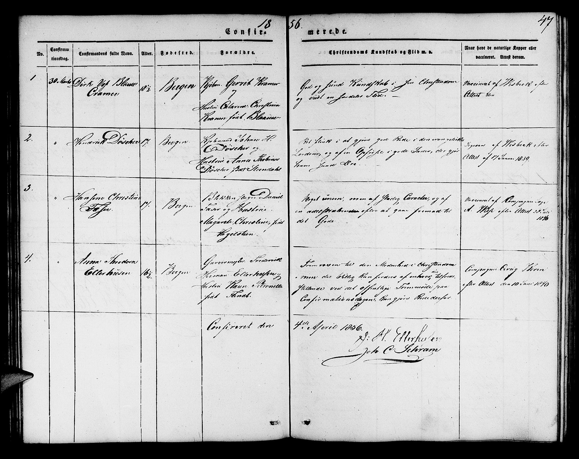 Mariakirken Sokneprestembete, SAB/A-76901/H/Hab/L0002: Parish register (copy) no. A 2, 1846-1862, p. 47