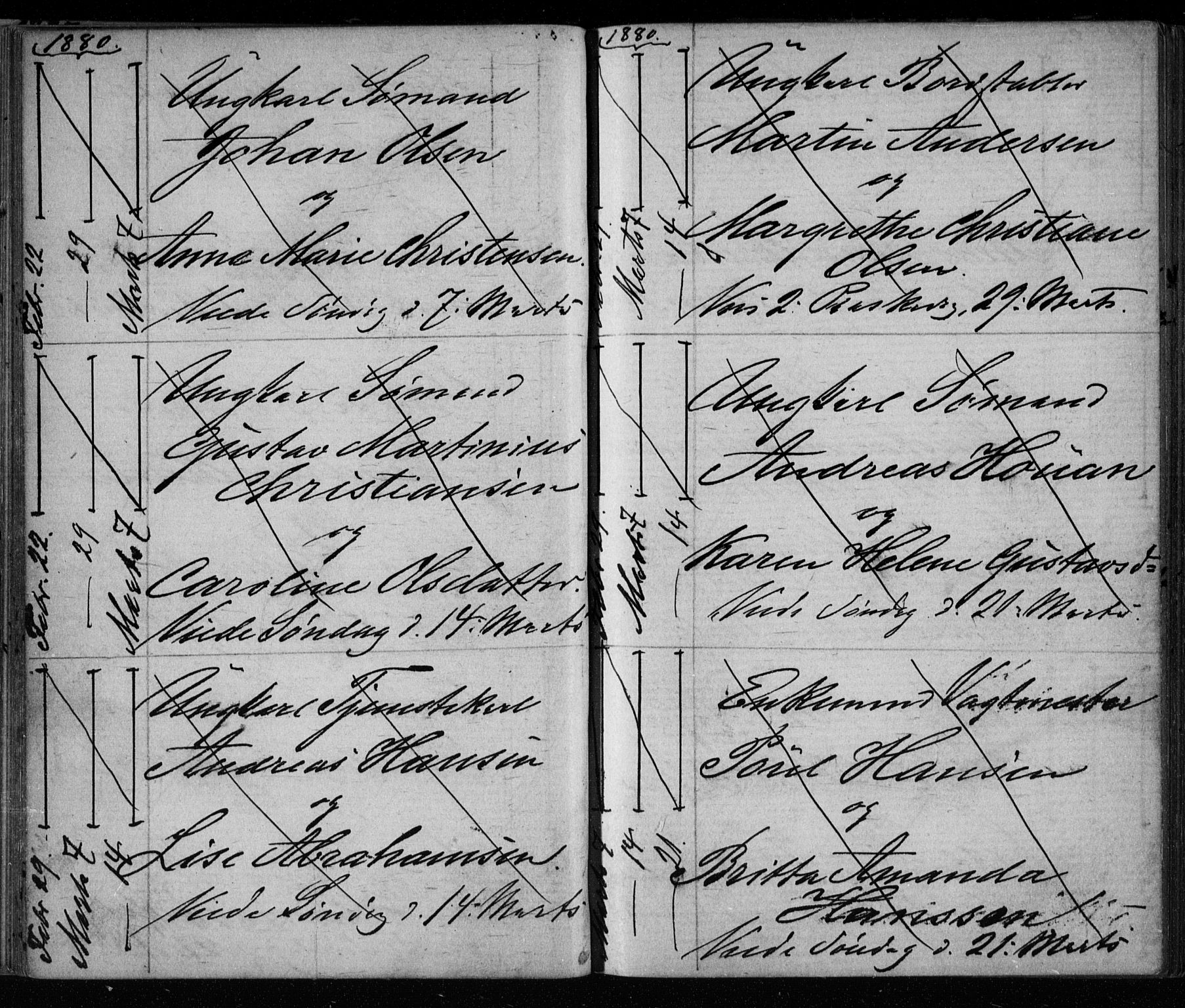 Bragernes kirkebøker, AV/SAKO-A-6/H/Ha/L0006: Banns register no. 6, 1873-1896