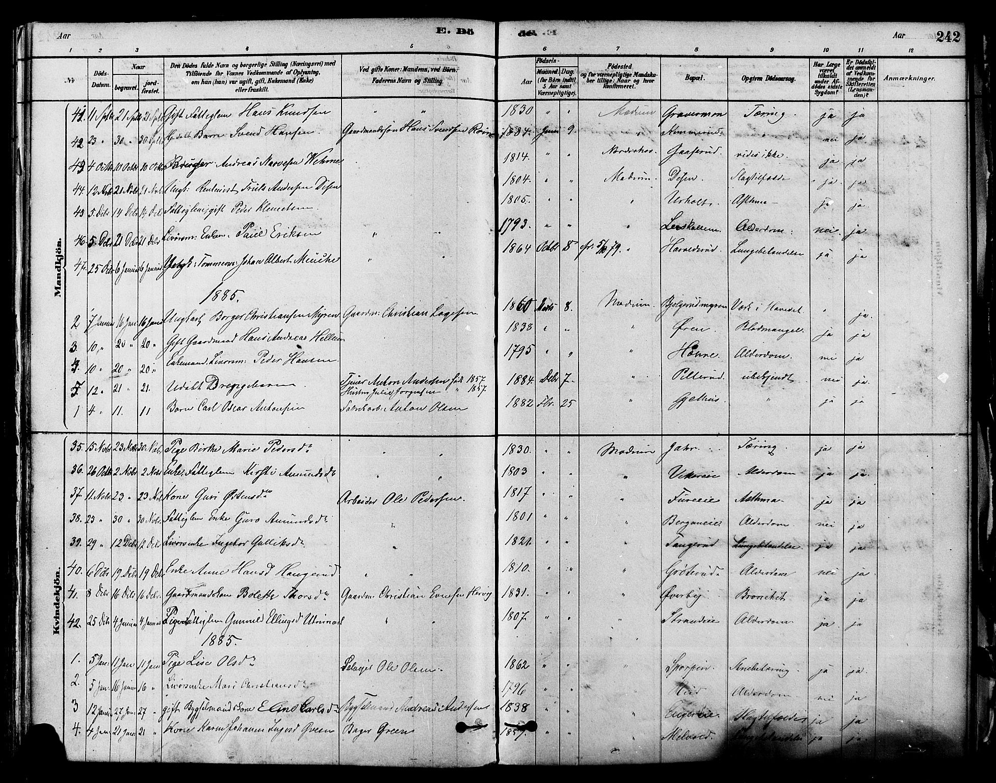 Modum kirkebøker, AV/SAKO-A-234/F/Fa/L0011: Parish register (official) no. 11, 1877-1889, p. 242