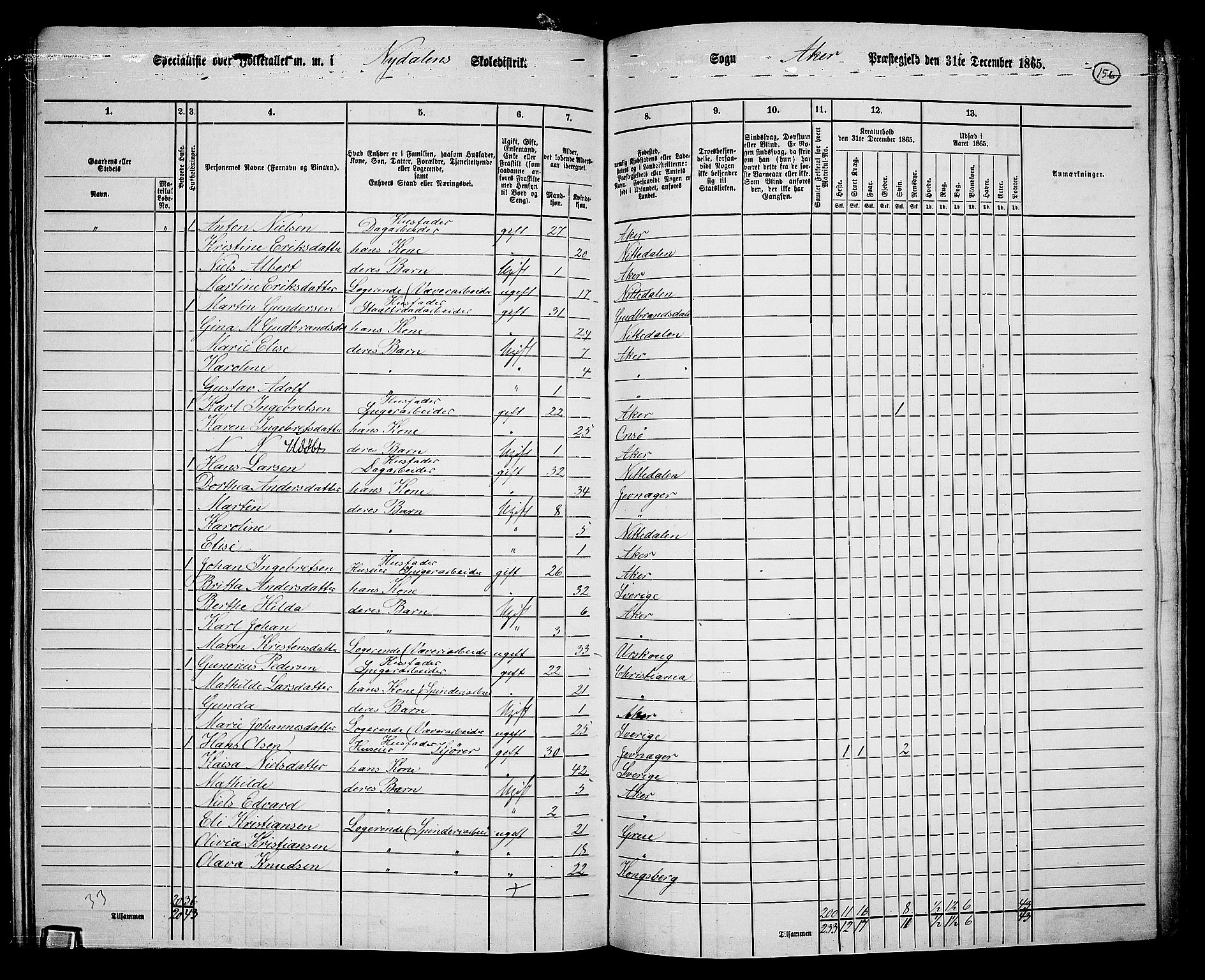 RA, 1865 census for Vestre Aker, 1865, p. 139