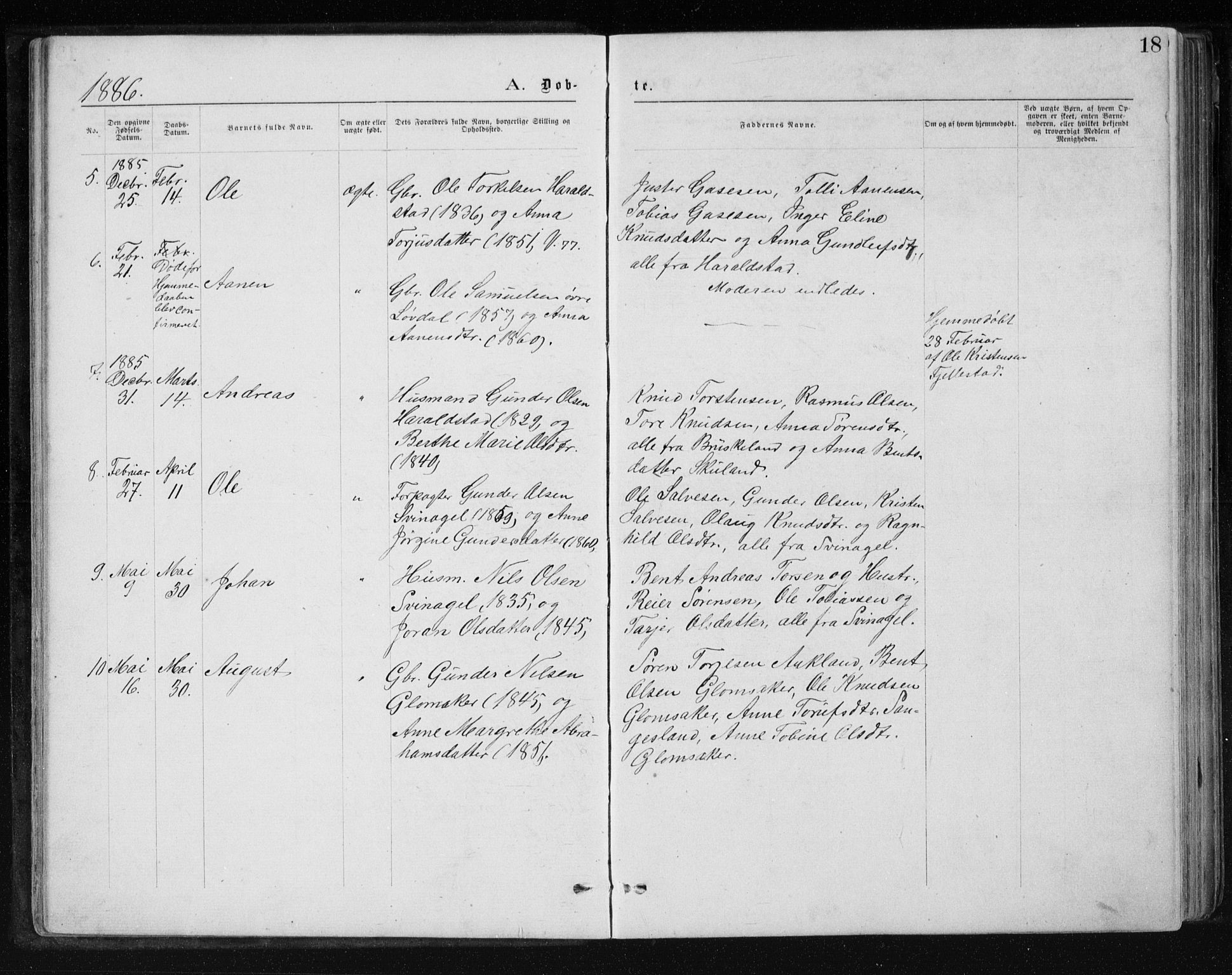 Holum sokneprestkontor, SAK/1111-0022/F/Fb/Fbb/L0003: Parish register (copy) no. B 3, 1875-1898, p. 18