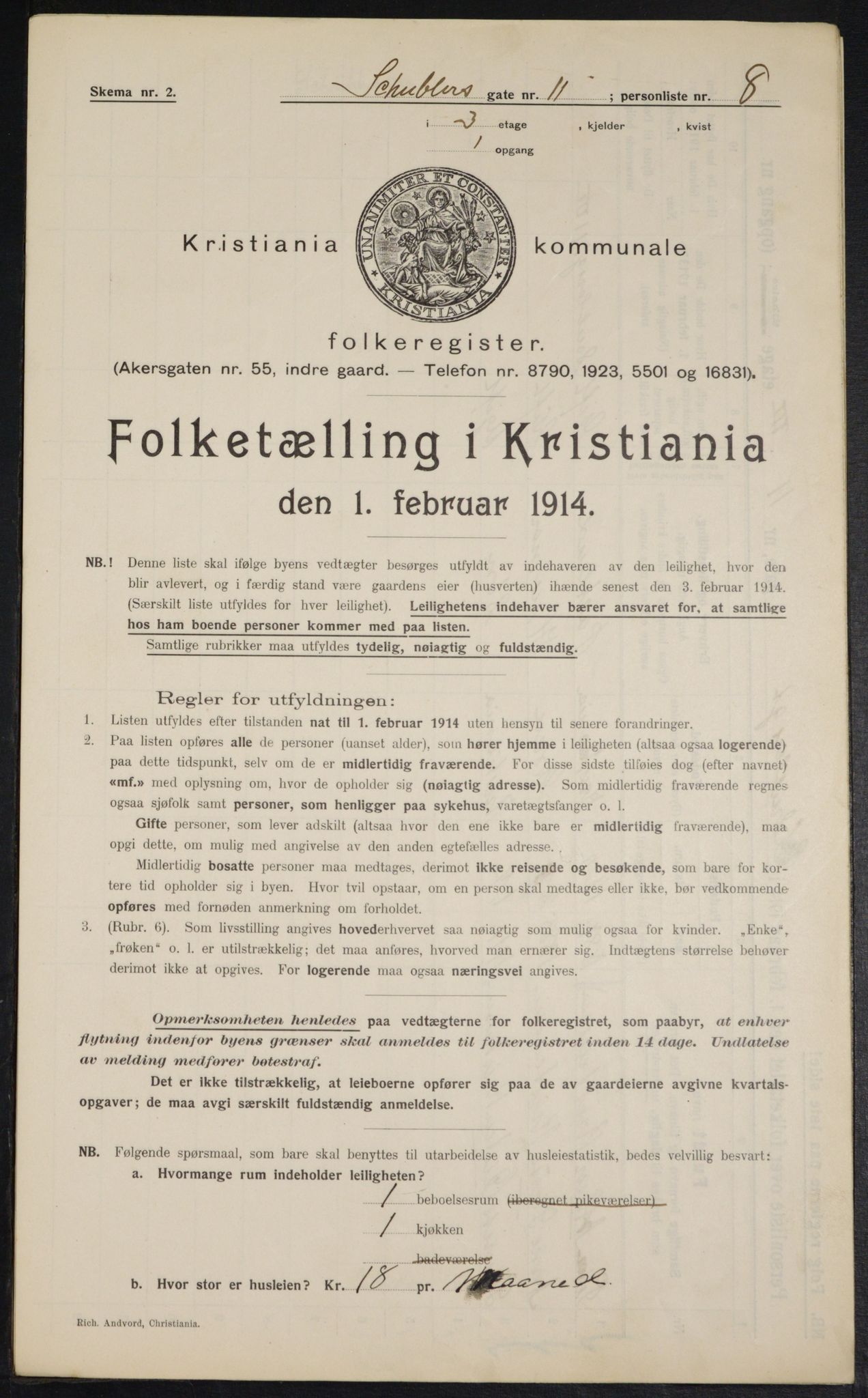 OBA, Municipal Census 1914 for Kristiania, 1914, p. 92746