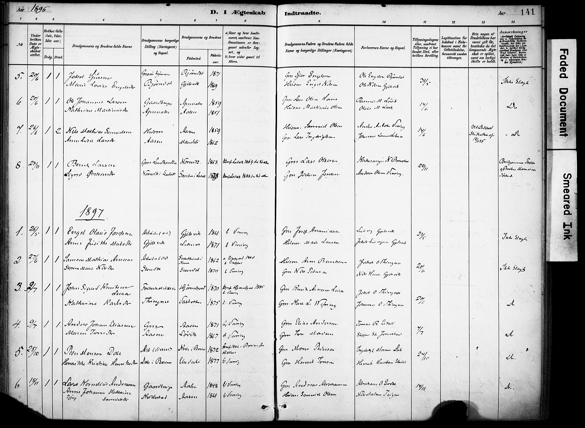 Førde sokneprestembete, SAB/A-79901/H/Haa/Haae/L0001: Parish register (official) no. E 1, 1881-1911, p. 141