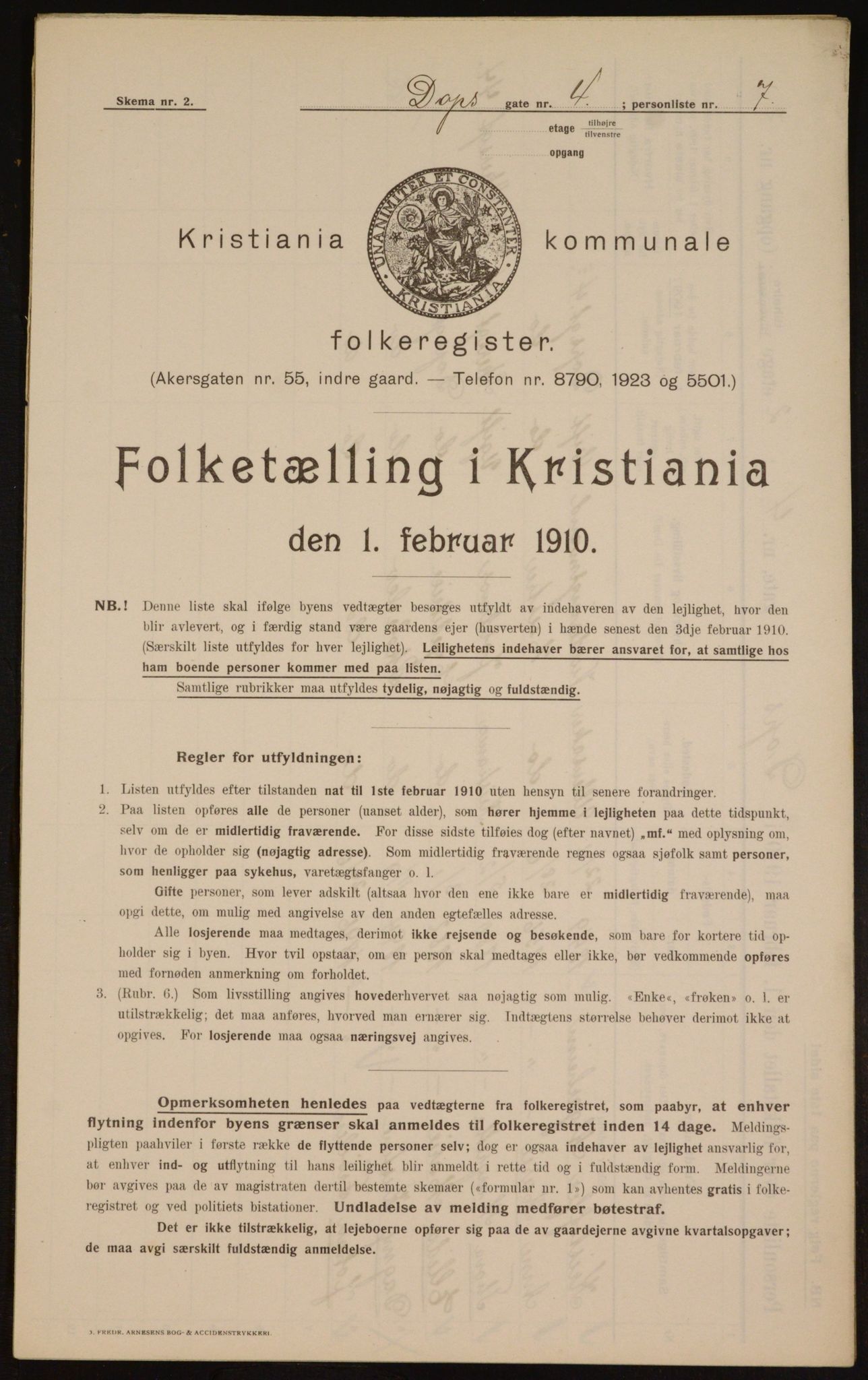 OBA, Municipal Census 1910 for Kristiania, 1910, p. 15190