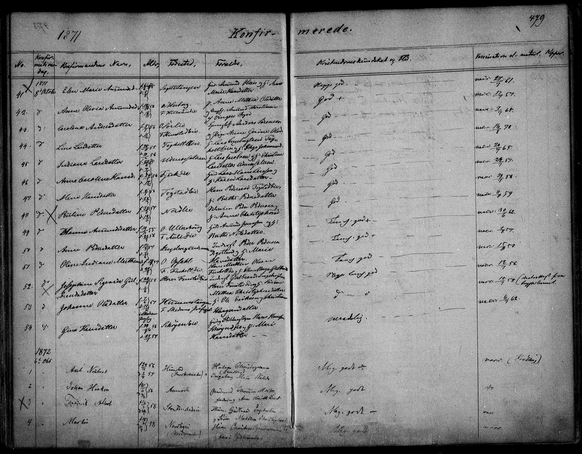 Nes prestekontor Kirkebøker, AV/SAO-A-10410/F/Fa/L0008: Parish register (official) no. I 8, 1859-1874, p. 479