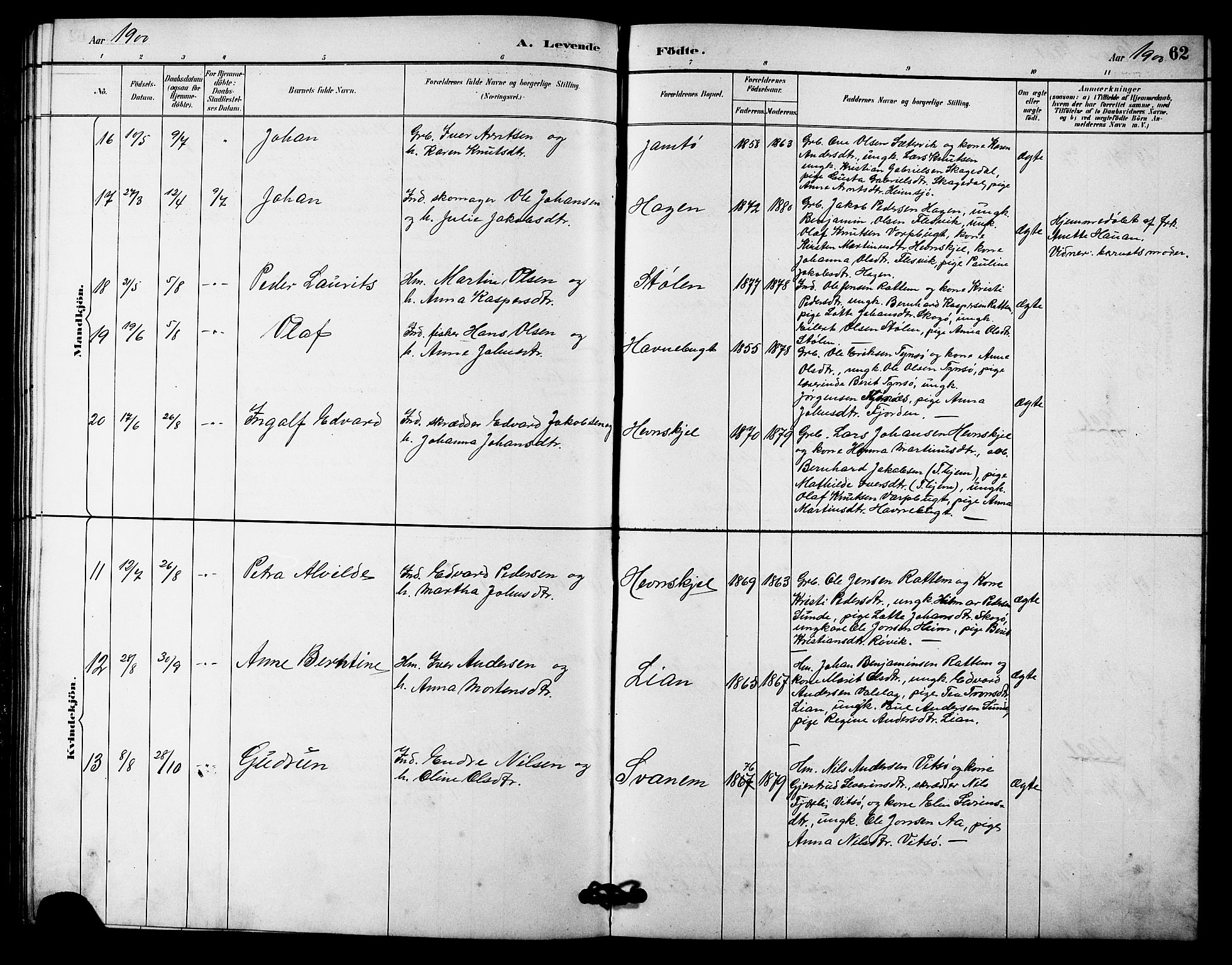 Ministerialprotokoller, klokkerbøker og fødselsregistre - Sør-Trøndelag, SAT/A-1456/633/L0519: Parish register (copy) no. 633C01, 1884-1905, p. 62