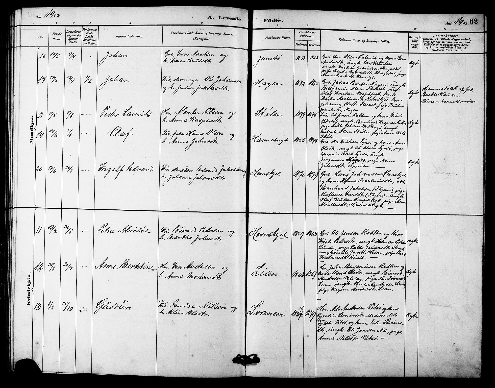 Ministerialprotokoller, klokkerbøker og fødselsregistre - Sør-Trøndelag, AV/SAT-A-1456/633/L0519: Parish register (copy) no. 633C01, 1884-1905, p. 62