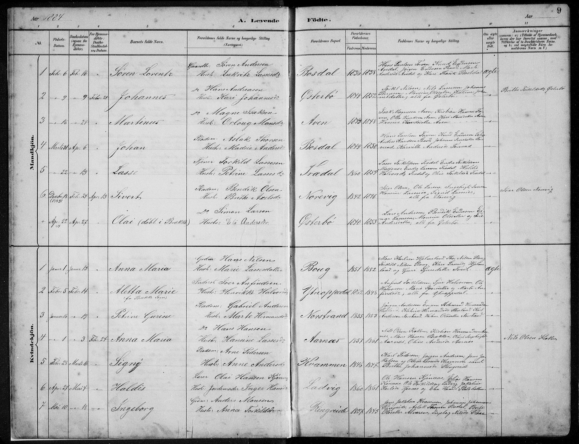 Lavik sokneprestembete, SAB/A-80901: Parish register (copy) no. A 2, 1882-1910, p. 9