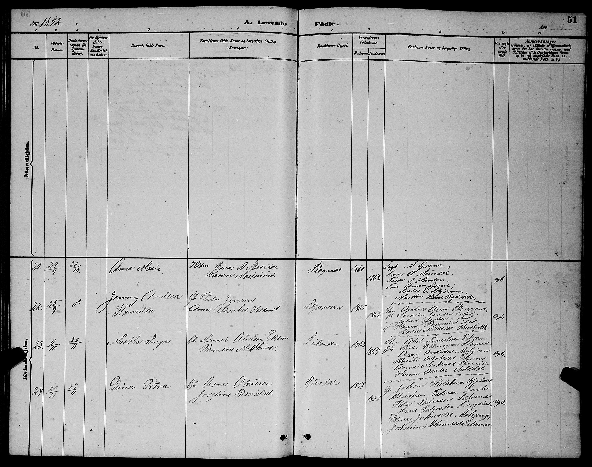 Ministerialprotokoller, klokkerbøker og fødselsregistre - Møre og Romsdal, AV/SAT-A-1454/501/L0017: Parish register (copy) no. 501C03, 1885-1901, p. 51