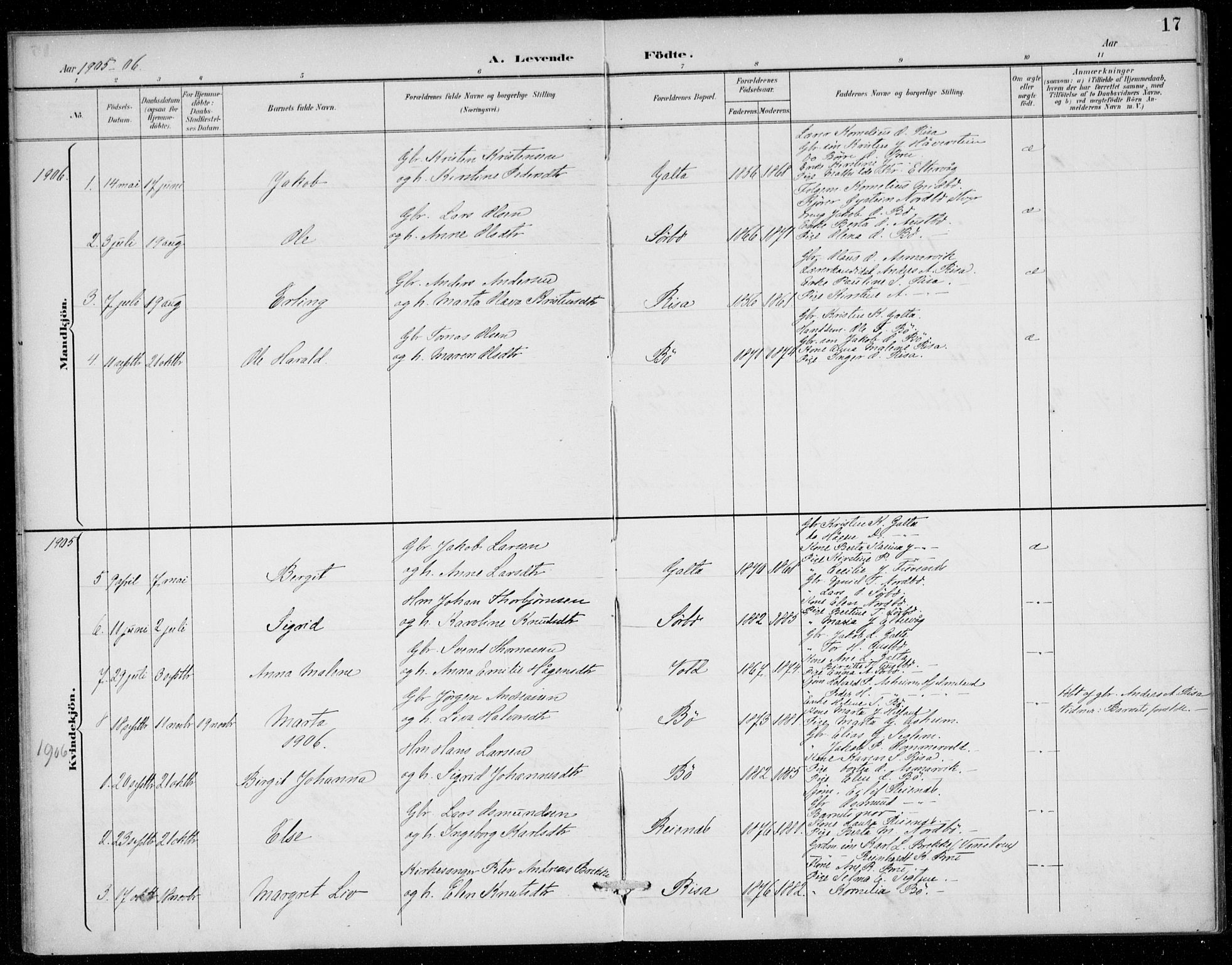 Rennesøy sokneprestkontor, SAST/A -101827/H/Ha/Haa/L0016: Parish register (official) no. A 16, 1891-1924, p. 17