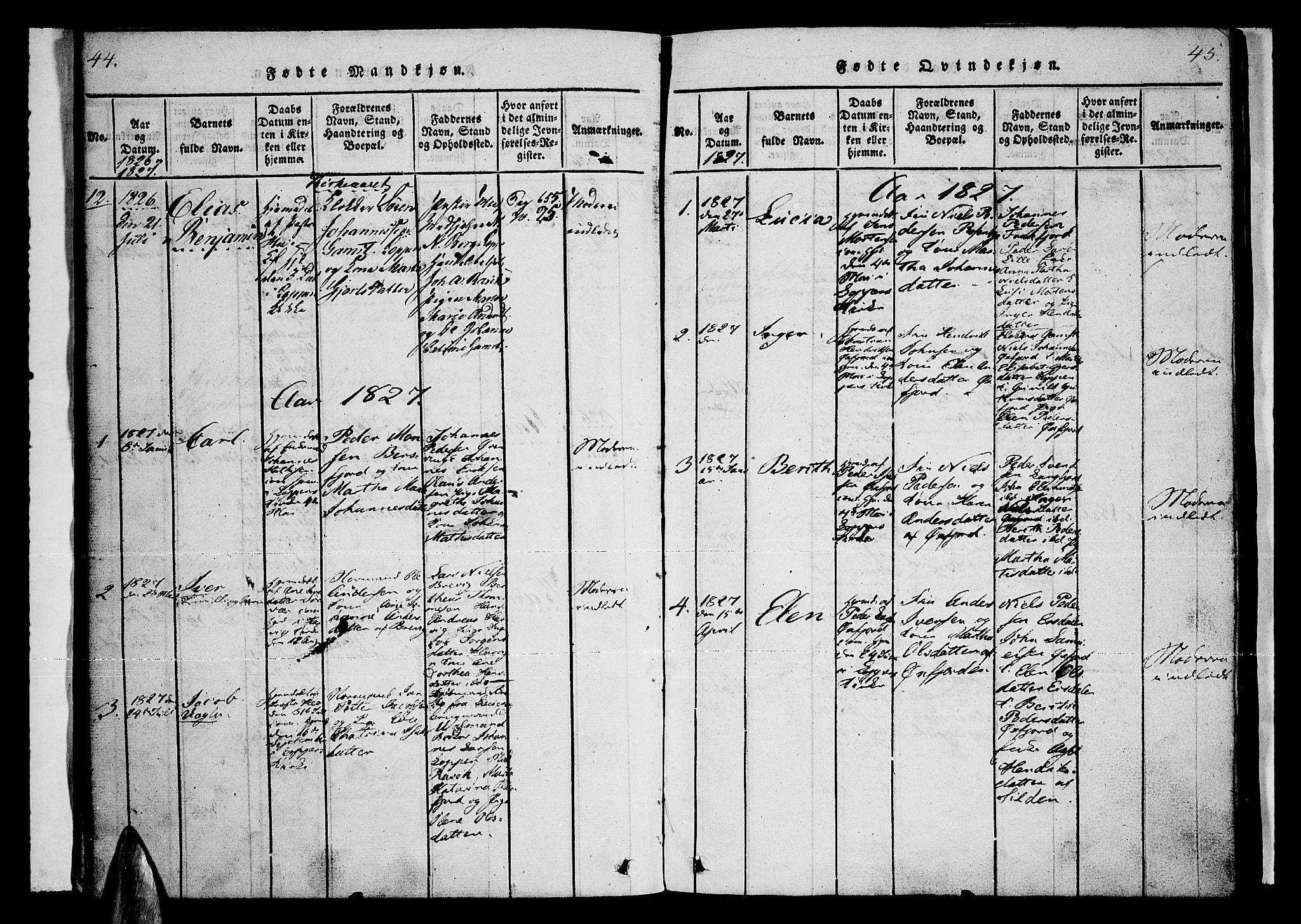 Loppa sokneprestkontor, SATØ/S-1339/H/Ha/L0003kirke: Parish register (official) no. 3, 1820-1848, p. 44-45