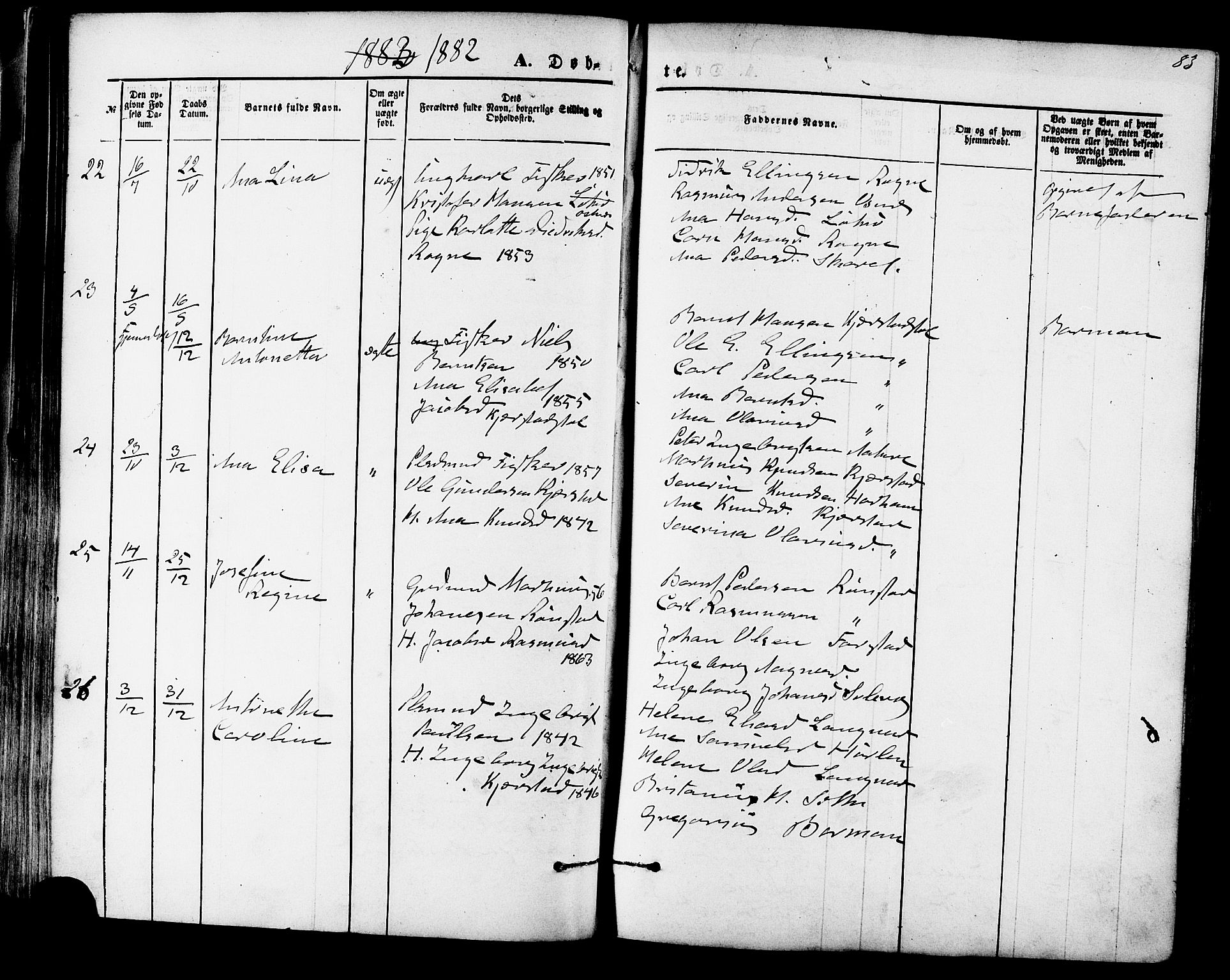 Ministerialprotokoller, klokkerbøker og fødselsregistre - Møre og Romsdal, SAT/A-1454/536/L0500: Parish register (official) no. 536A09, 1876-1889, p. 83