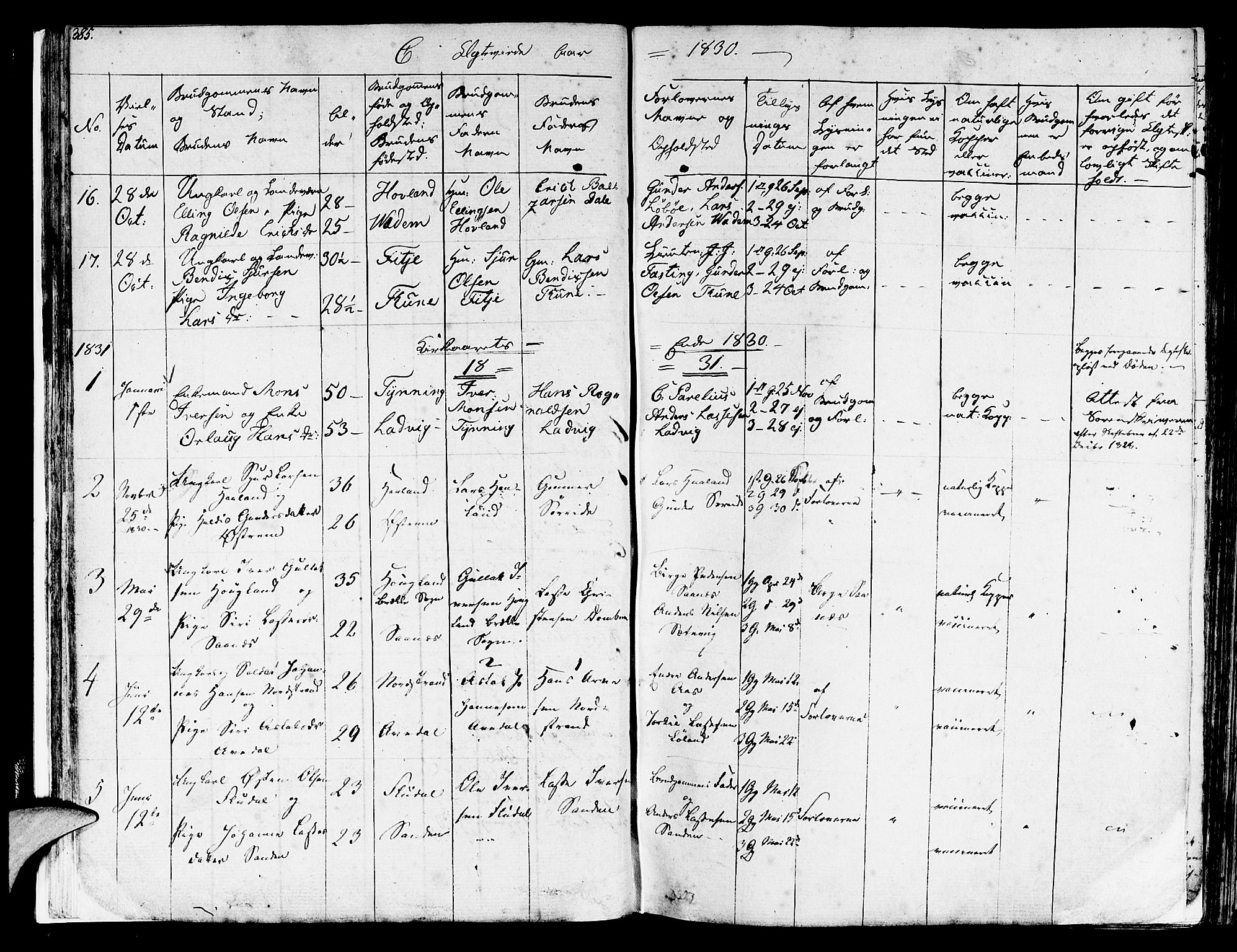 Lavik sokneprestembete, AV/SAB-A-80901: Parish register (official) no. A 2II, 1821-1842, p. 385