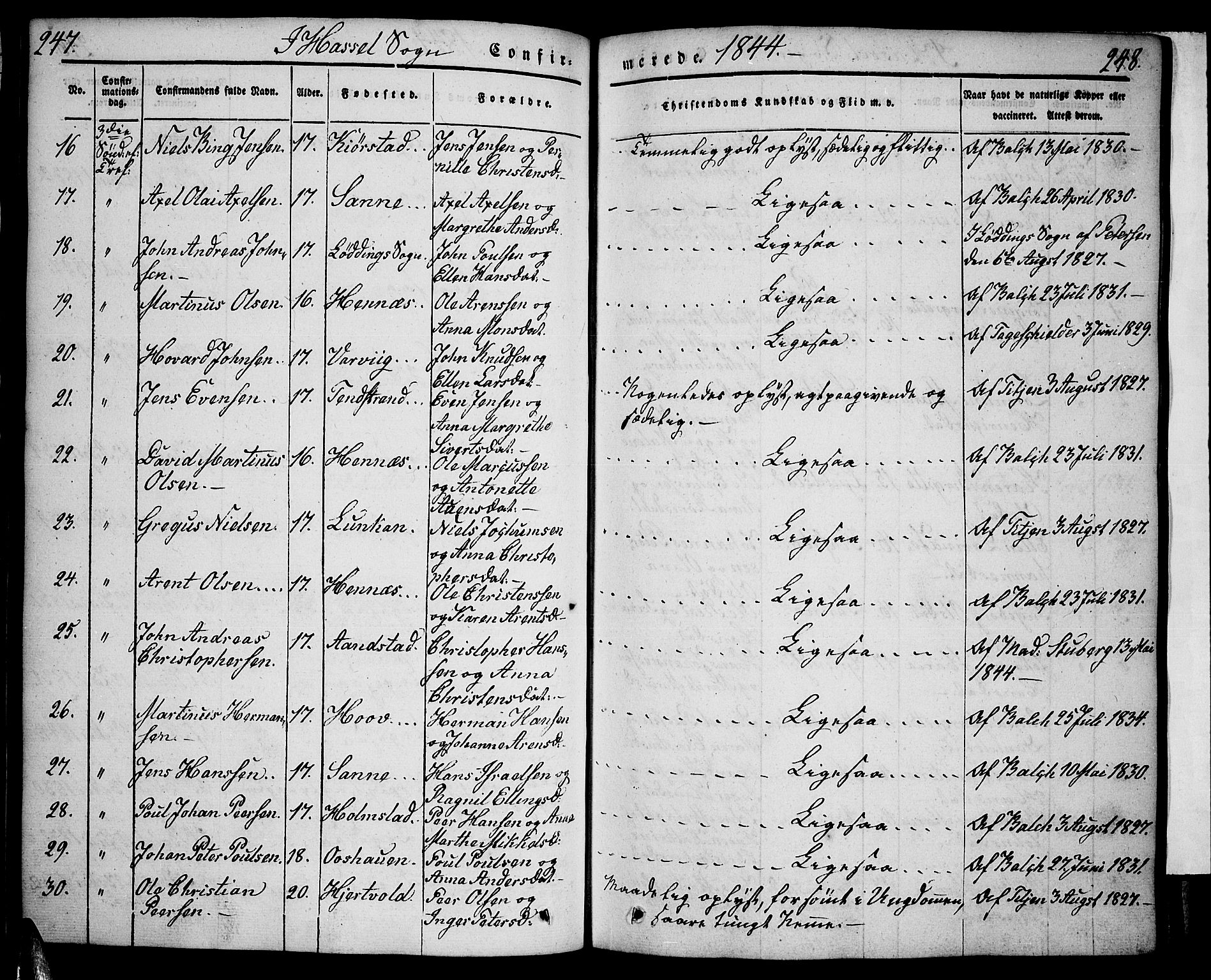 Ministerialprotokoller, klokkerbøker og fødselsregistre - Nordland, AV/SAT-A-1459/888/L1239: Parish register (official) no. 888A06 /1, 1837-1849, p. 247-248