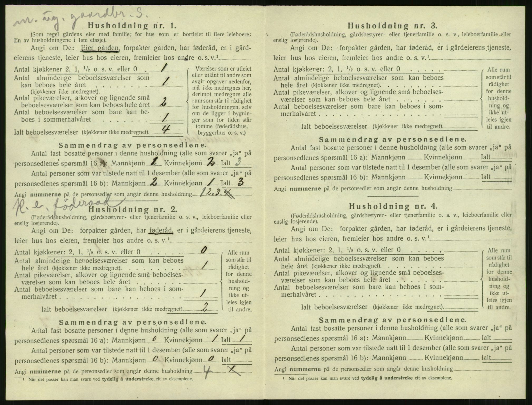 SAT, 1920 census for Sunnylven, 1920, p. 265