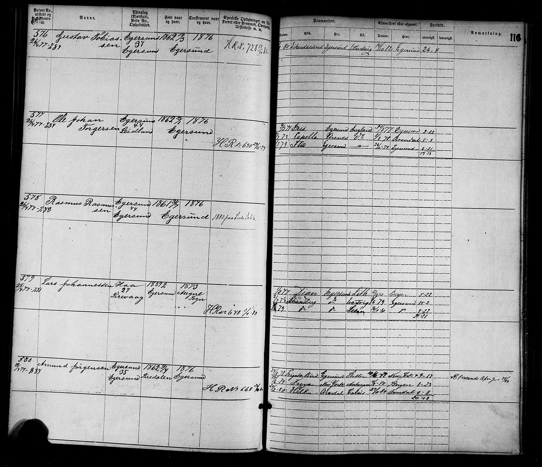 Egersund mønstringskrets, AV/SAK-2031-0019/F/Fa/L0001: Annotasjonsrulle nr 1-1440 med register, O-1, 1869-1895, p. 133