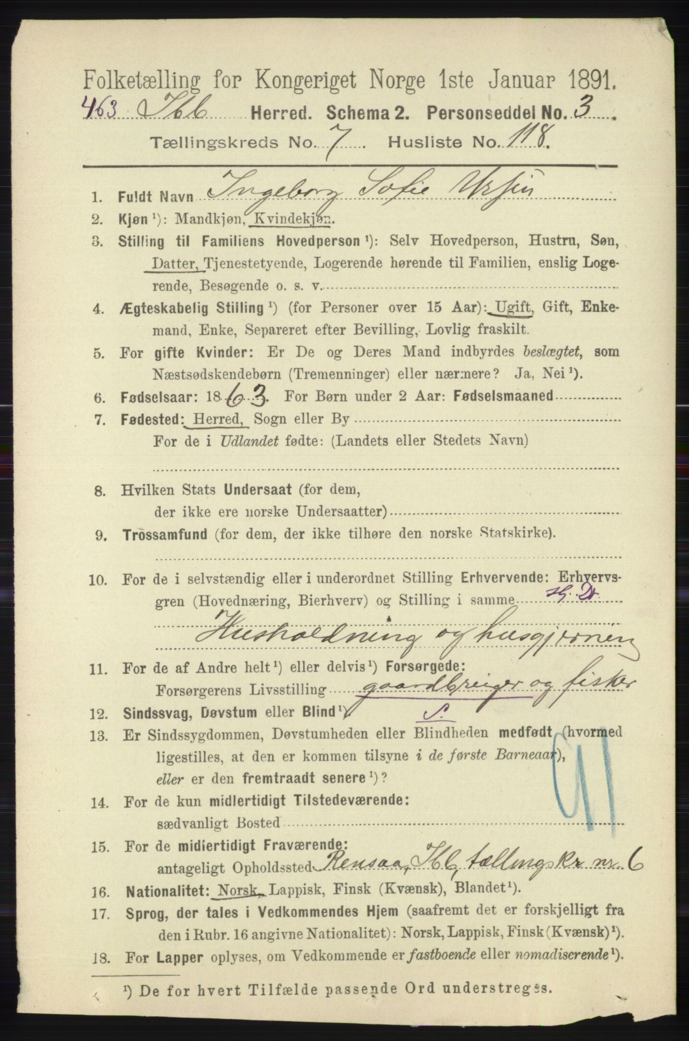 RA, 1891 census for 1917 Ibestad, 1891, p. 4972