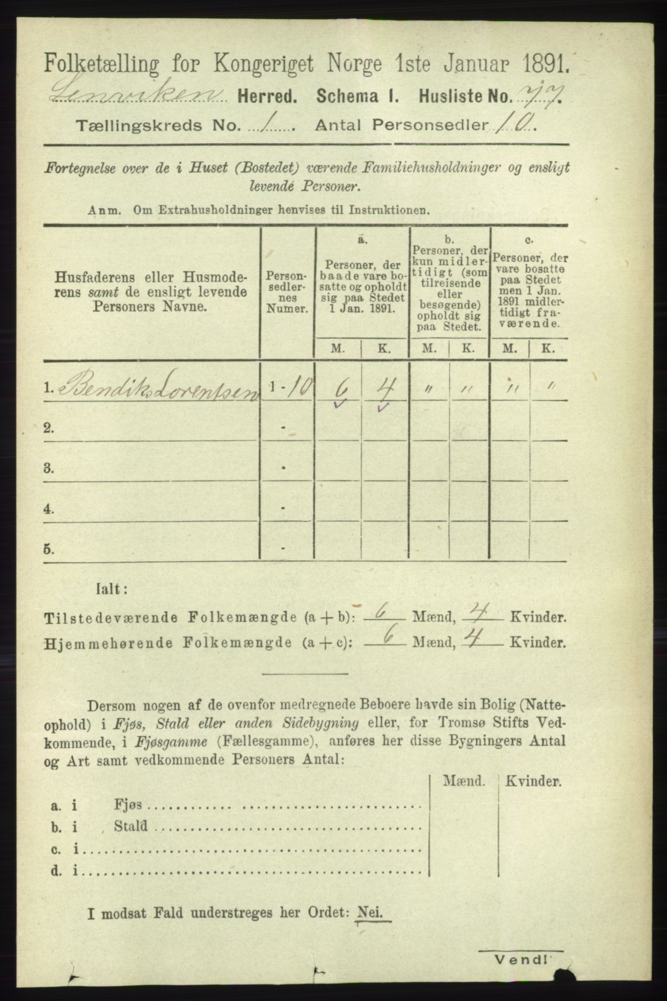 RA, 1891 census for 1931 Lenvik, 1891, p. 100