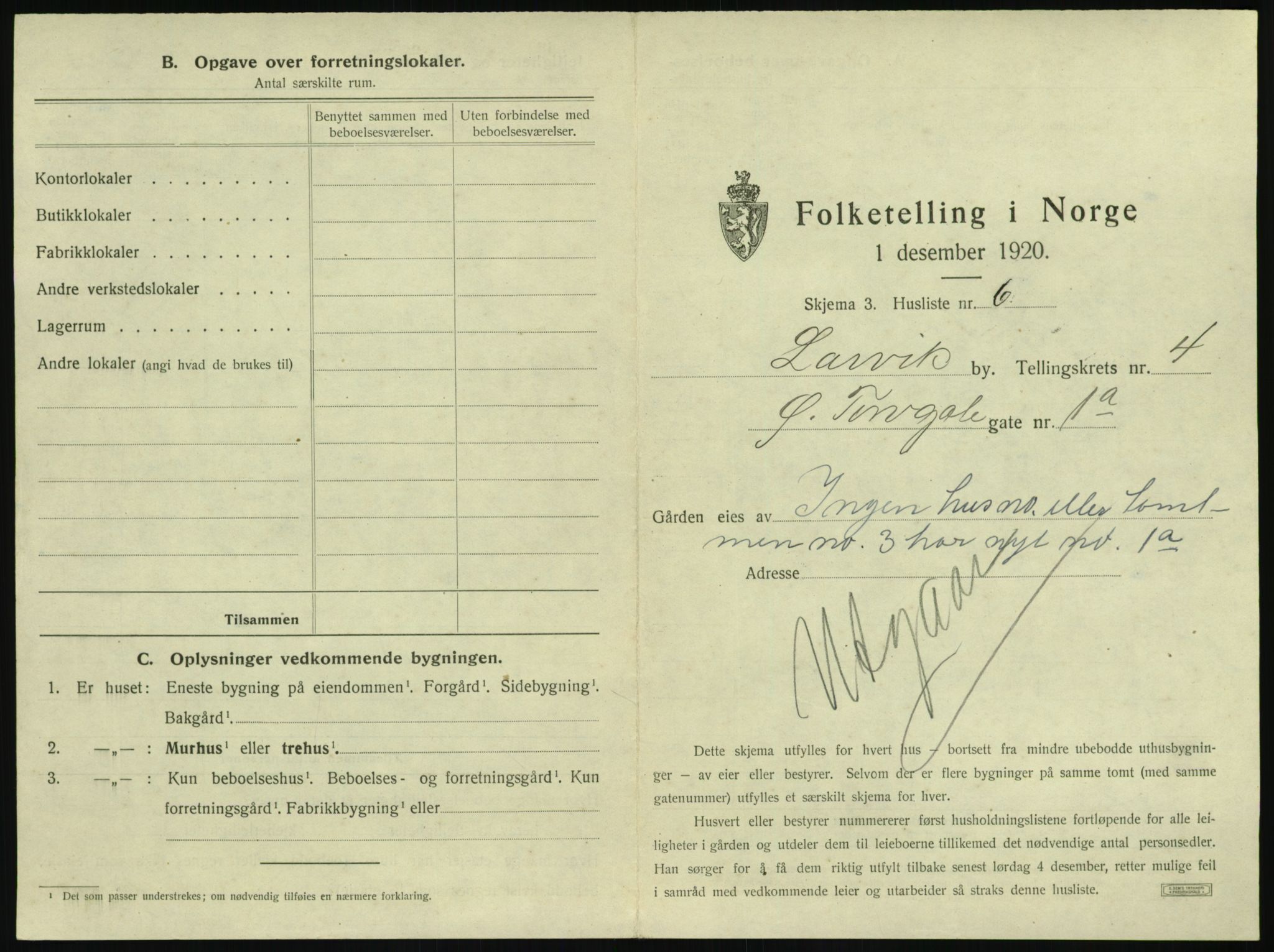 SAKO, 1920 census for Larvik, 1920, p. 758