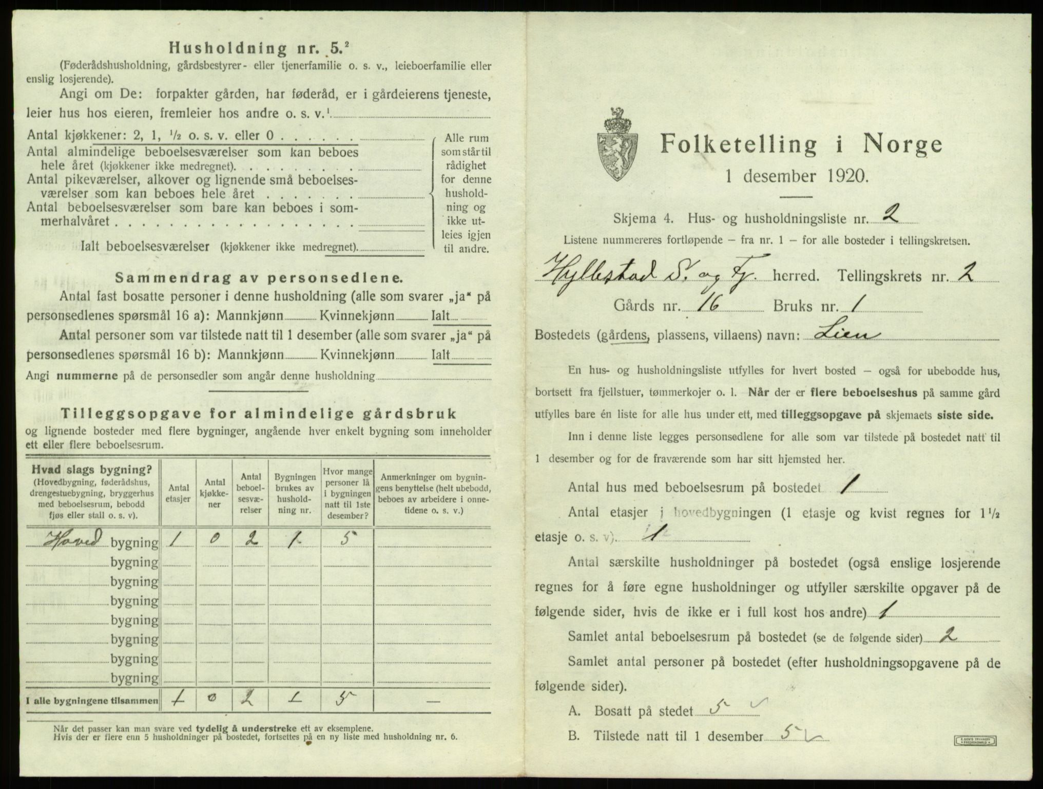 SAB, 1920 census for Hyllestad, 1920, p. 132