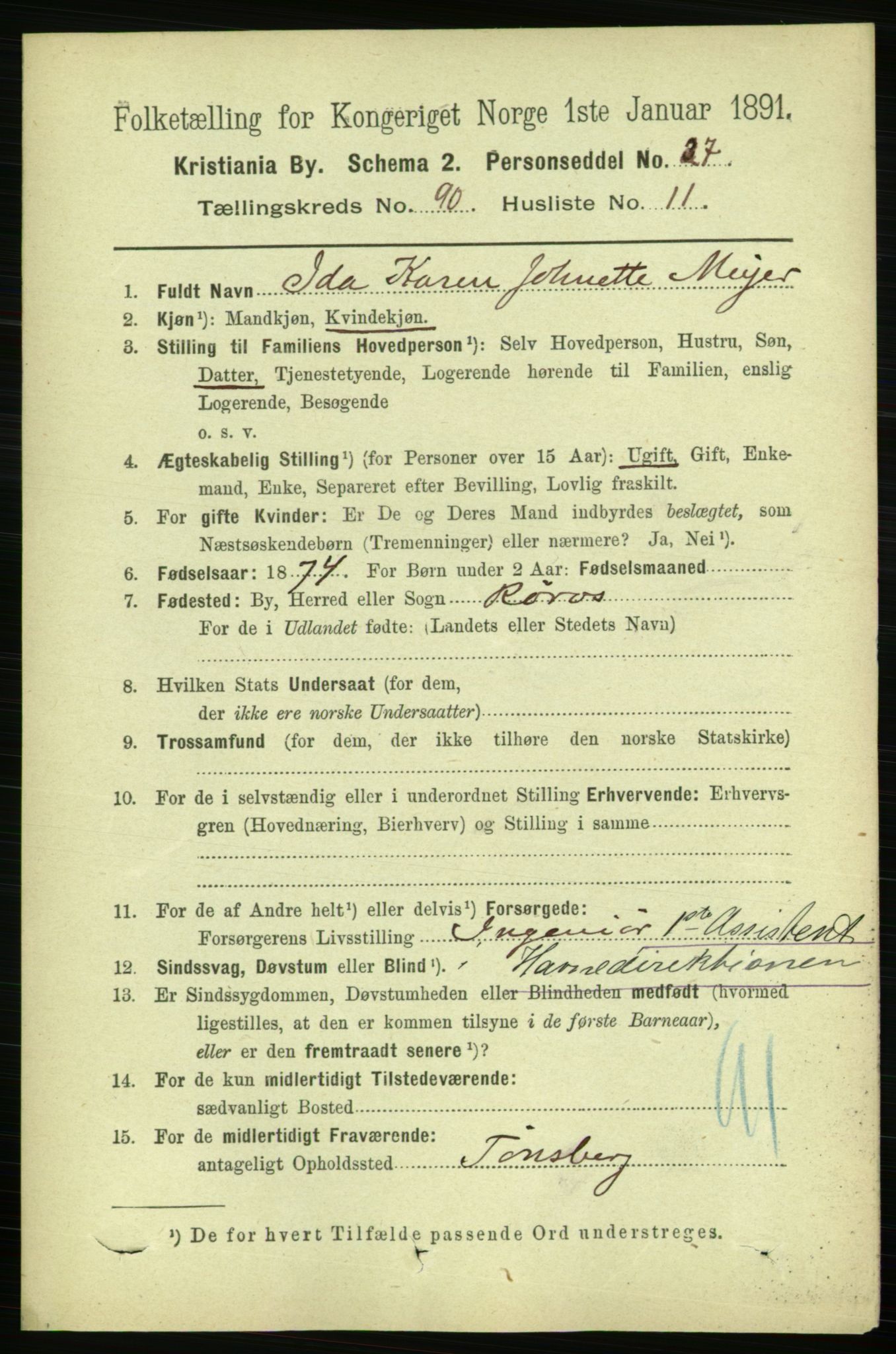 RA, 1891 census for 0301 Kristiania, 1891, p. 44590