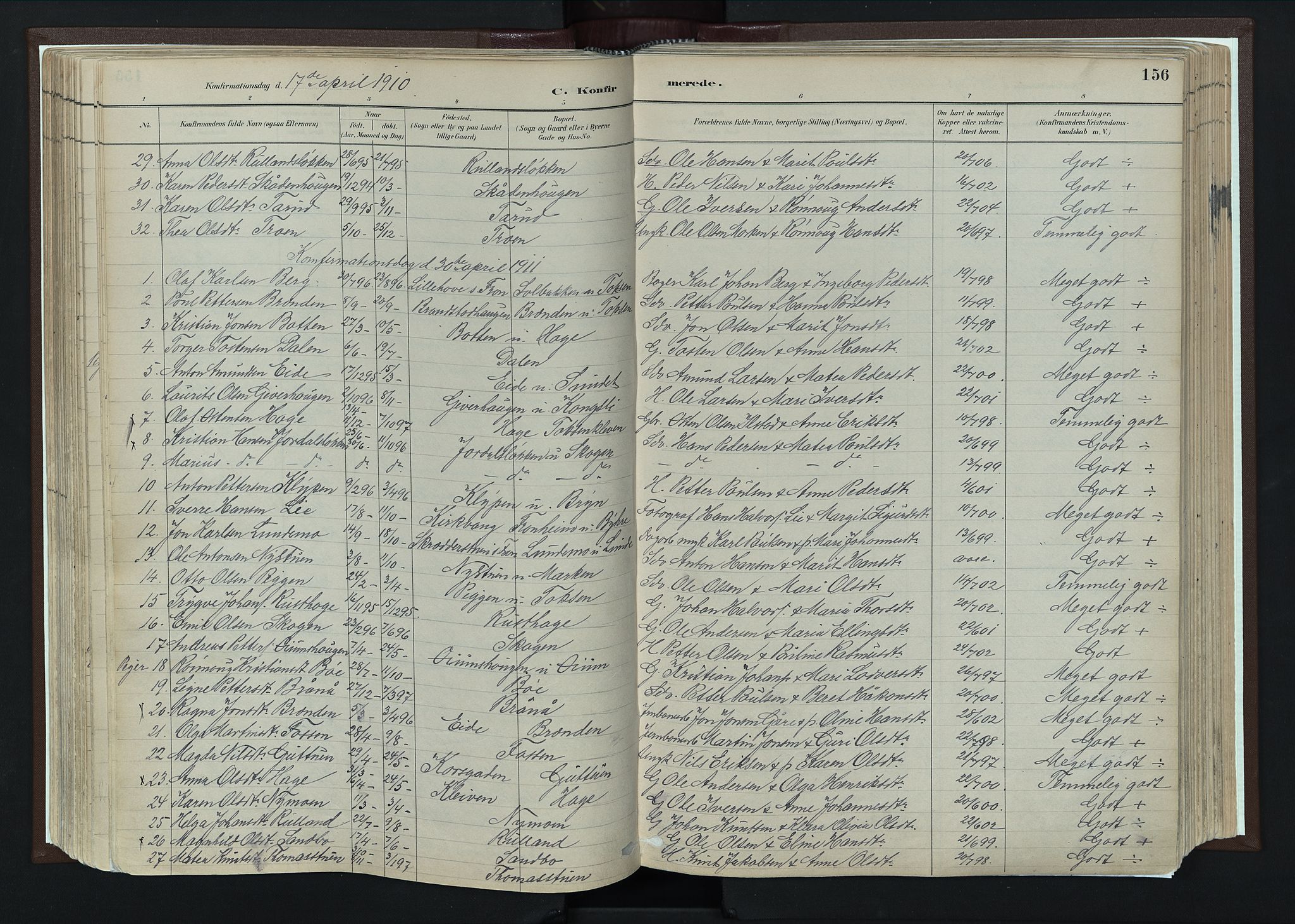 Nord-Fron prestekontor, SAH/PREST-080/H/Ha/Haa/L0004: Parish register (official) no. 4, 1884-1914, p. 156