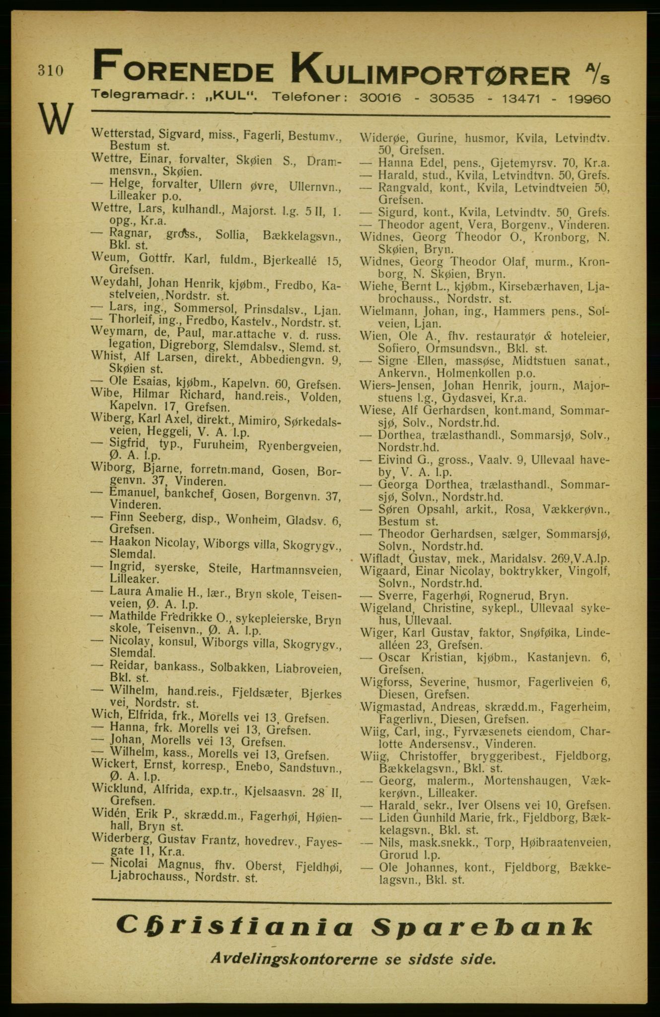 Aker adressebok/adressekalender, PUBL/001/A/002: Akers adressekalender, 1922, p. 310