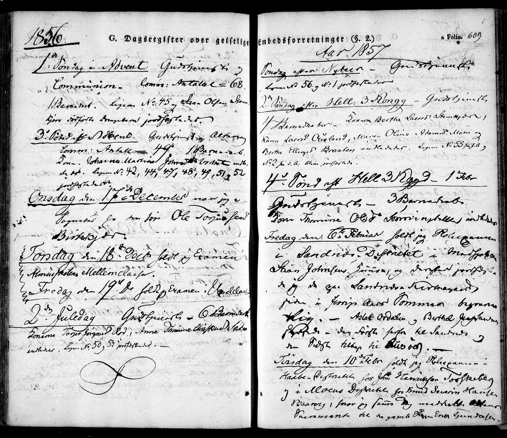 Søndeled sokneprestkontor, SAK/1111-0038/F/Fa/L0002: Parish register (official) no. A 2, 1839-1860, p. 609