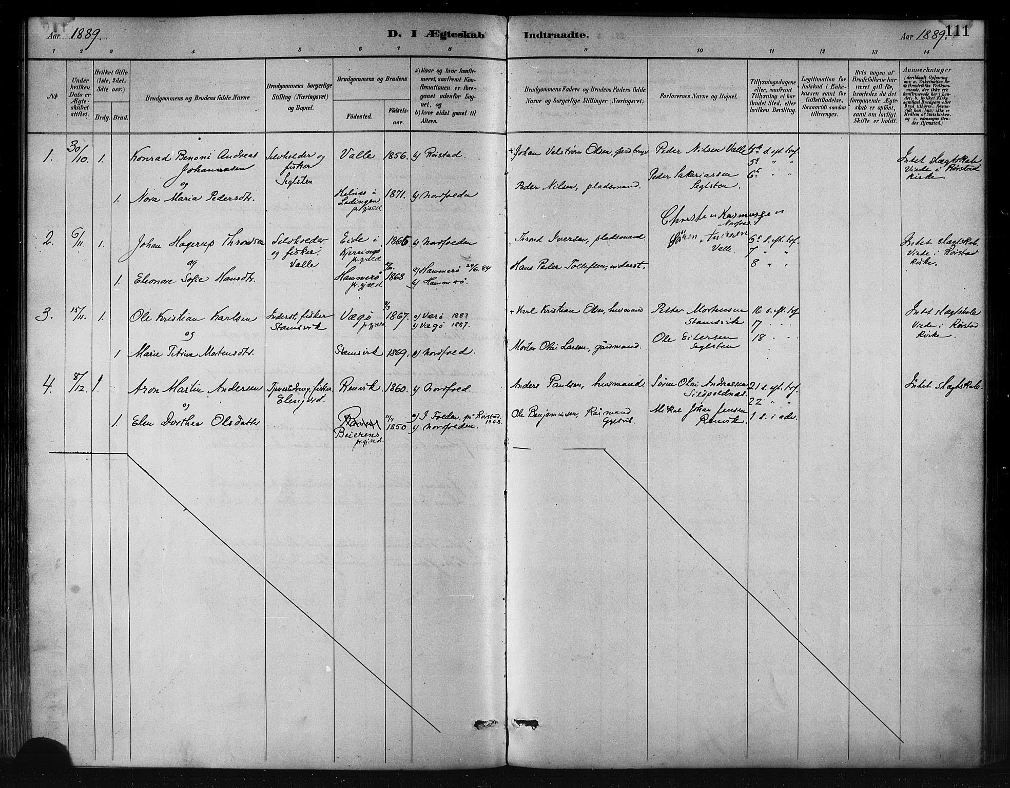 Ministerialprotokoller, klokkerbøker og fødselsregistre - Nordland, AV/SAT-A-1459/858/L0831: Parish register (official) no. 858A01, 1884-1902, p. 111