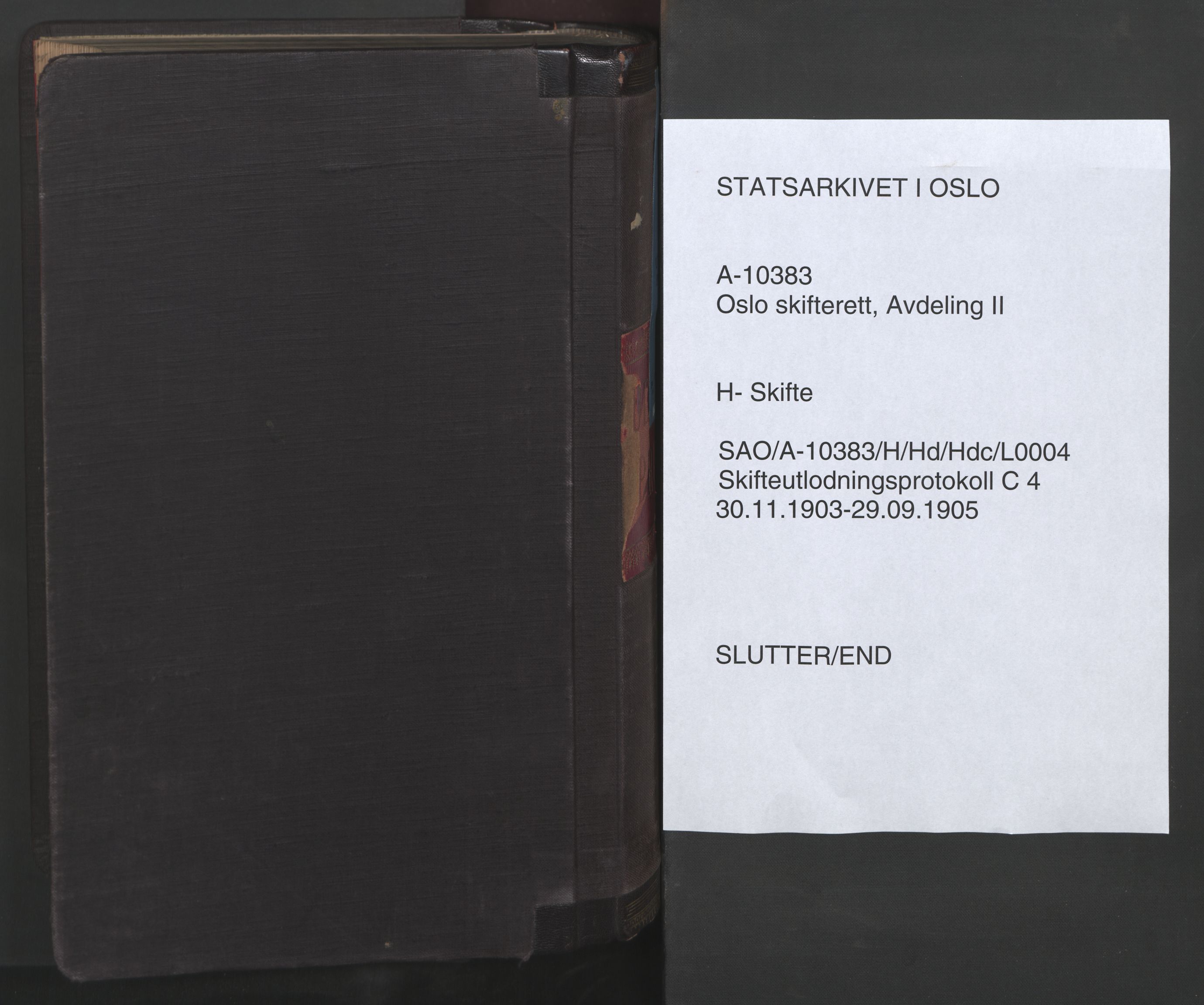 Oslo skifterett, SAO/A-10383/H/Hd/Hdc/L0004: Skifteutlodningsprotokoll, 1903-1905