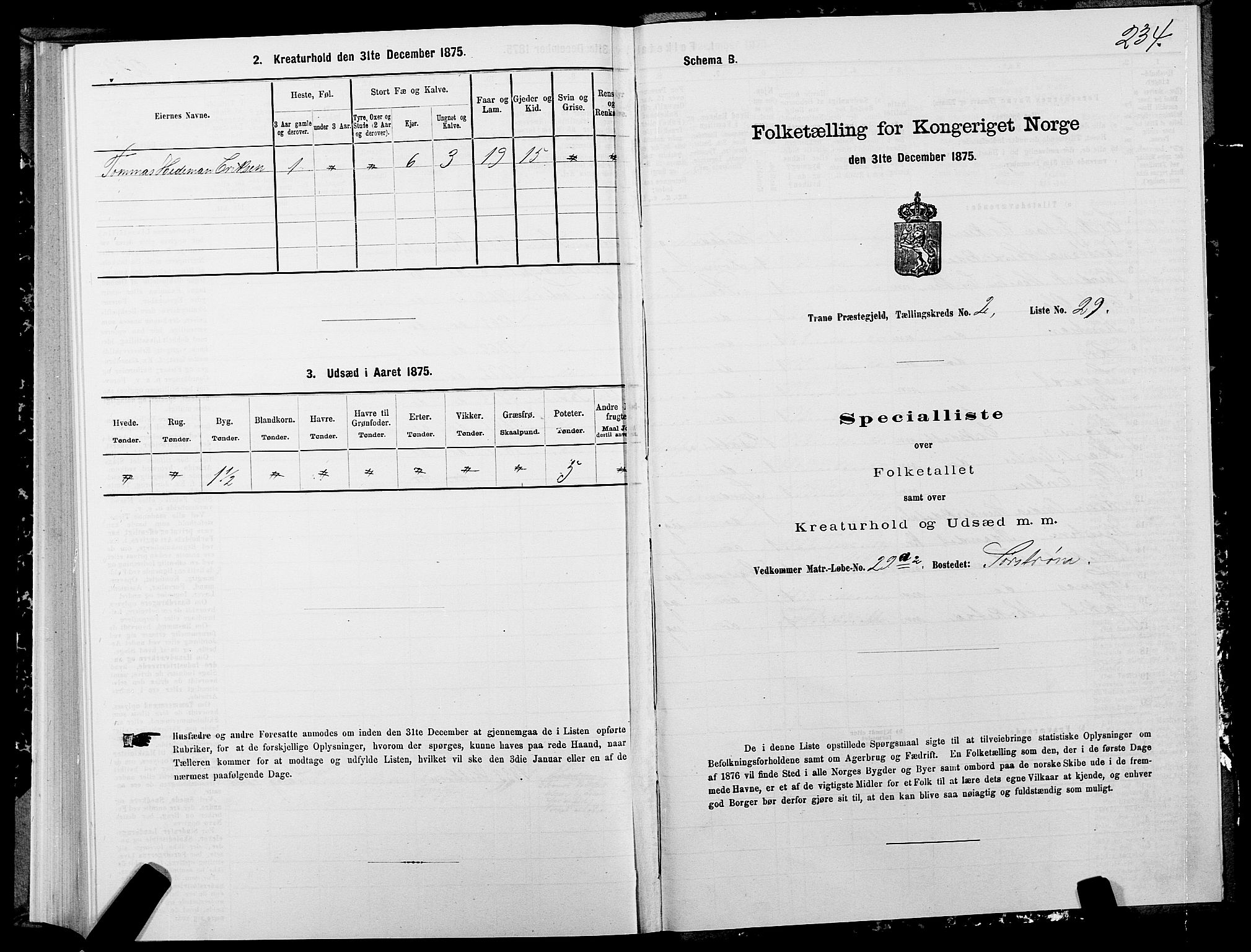 SATØ, 1875 census for 1927P Tranøy, 1875, p. 1234