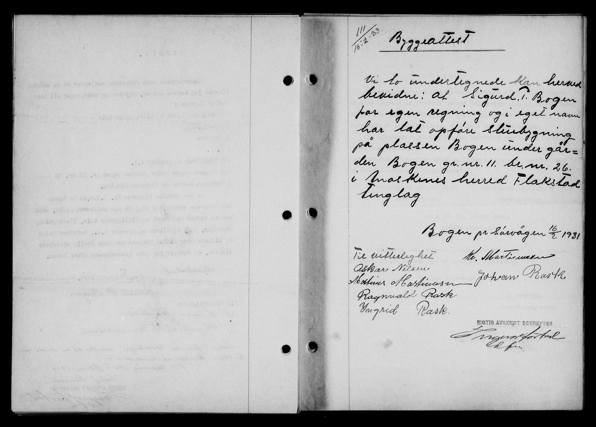 Lofoten sorenskriveri, AV/SAT-A-0017/1/2/2C/L0027b: Mortgage book no. 27b, 1933-1933, Deed date: 15.02.1933