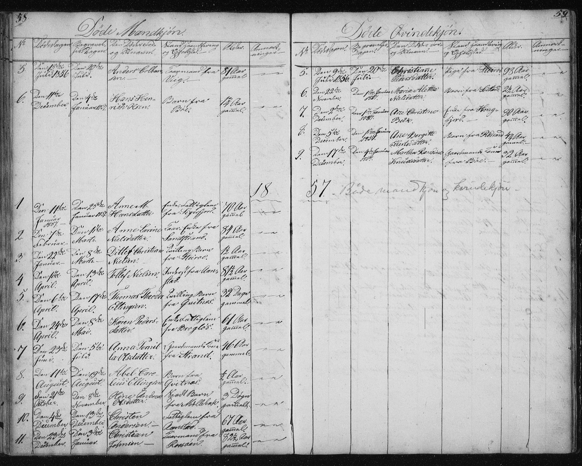 Ministerialprotokoller, klokkerbøker og fødselsregistre - Nordland, SAT/A-1459/895/L1379: Parish register (copy) no. 895C01, 1842-1858, p. 58-59