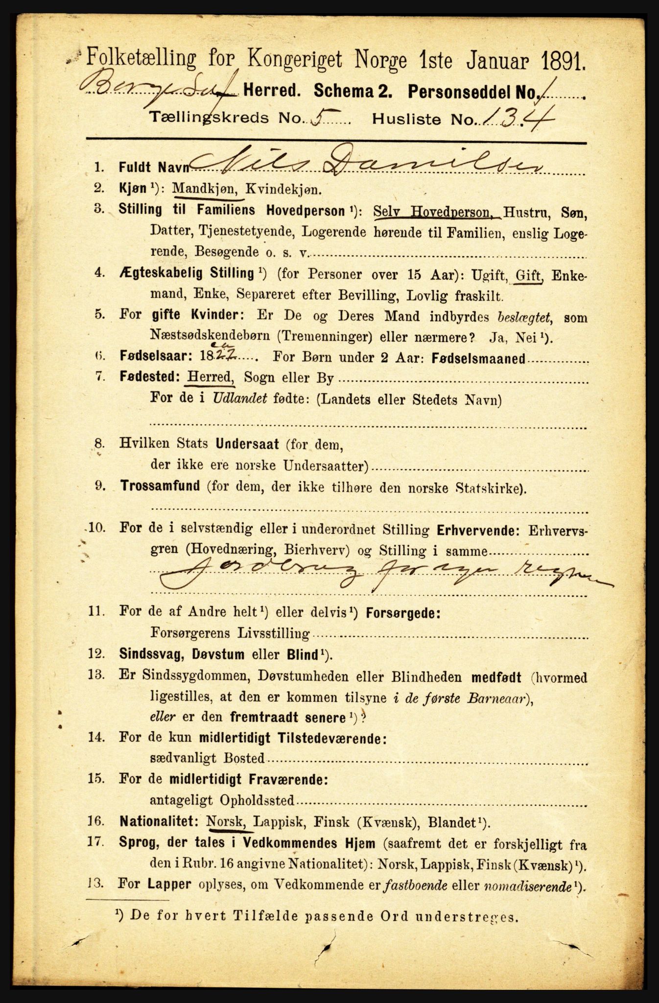 RA, 1891 census for 1862 Borge, 1891, p. 3863