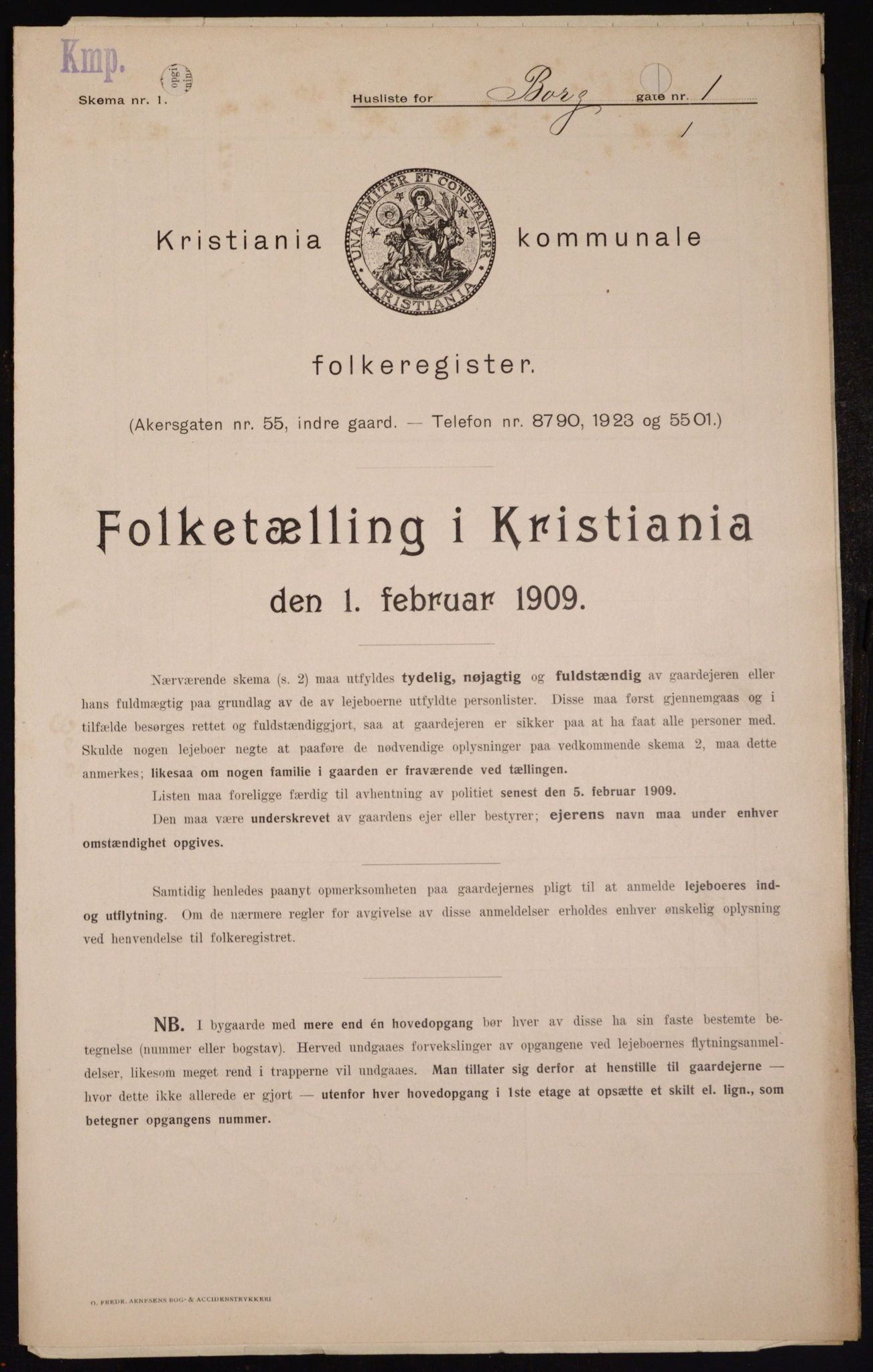 OBA, Municipal Census 1909 for Kristiania, 1909, p. 7206