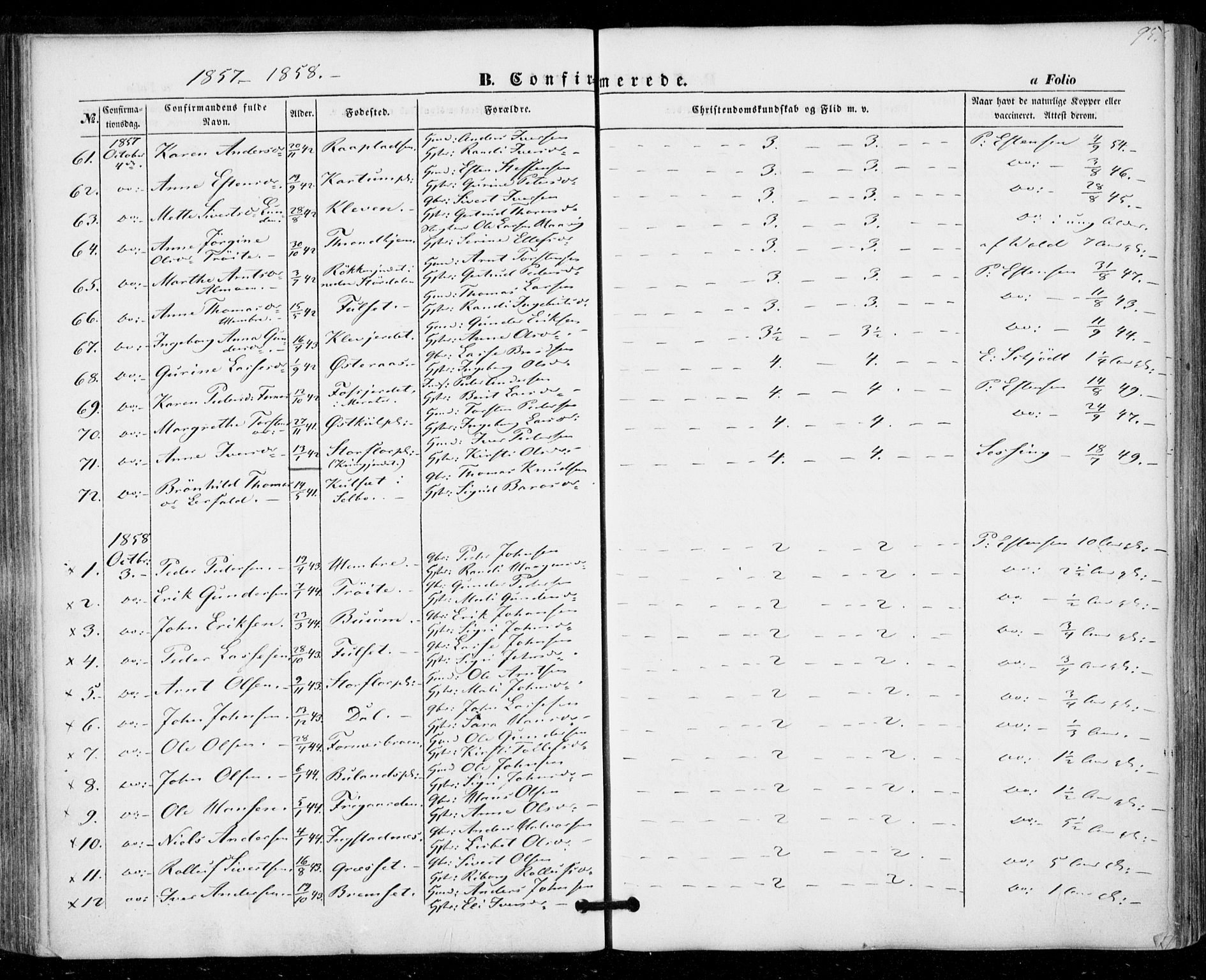 Ministerialprotokoller, klokkerbøker og fødselsregistre - Nord-Trøndelag, SAT/A-1458/703/L0028: Parish register (official) no. 703A01, 1850-1862, p. 95