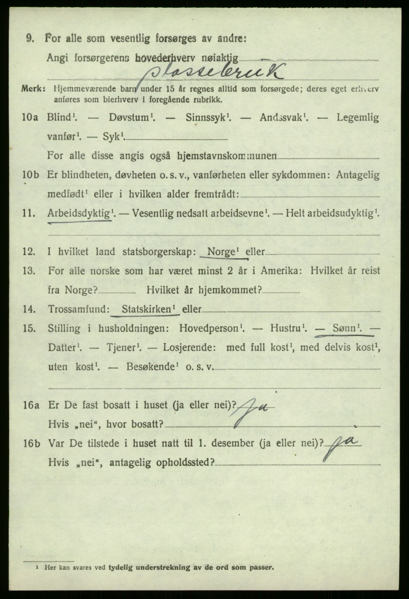 SAB, 1920 census for Årdal, 1920, p. 862