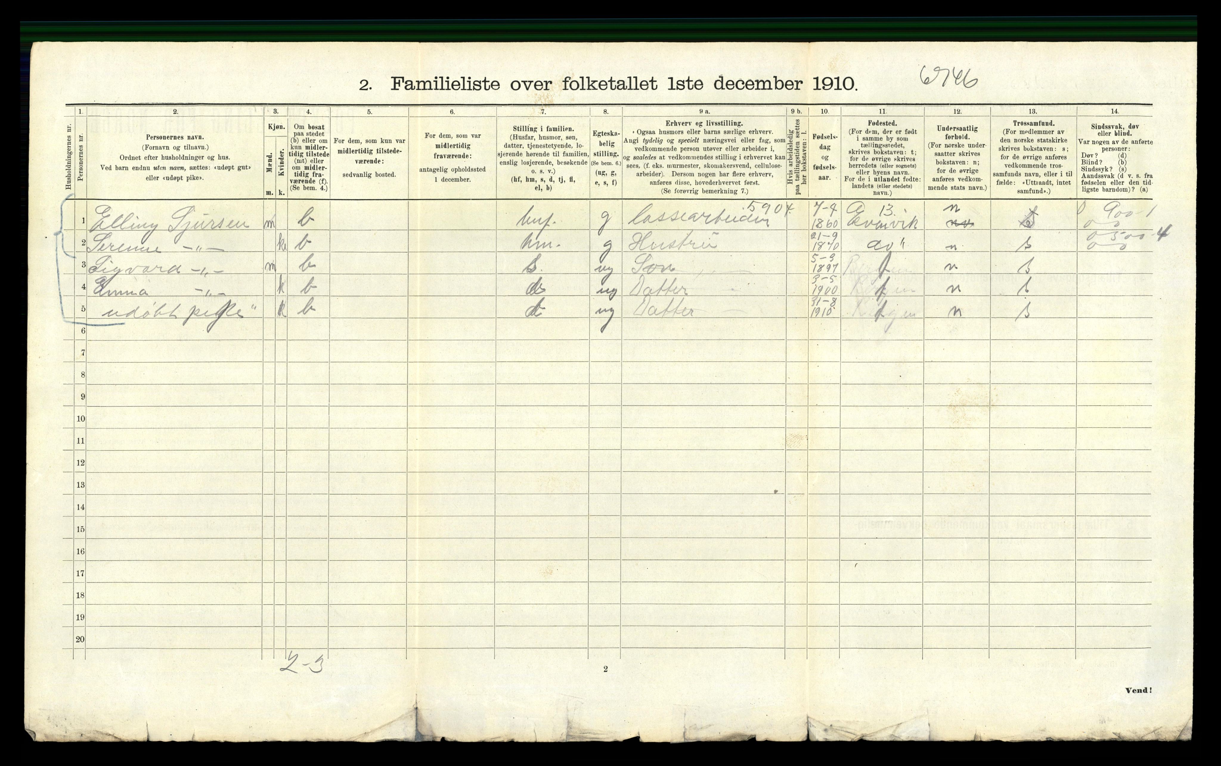 RA, 1910 census for Bergen, 1910, p. 35038