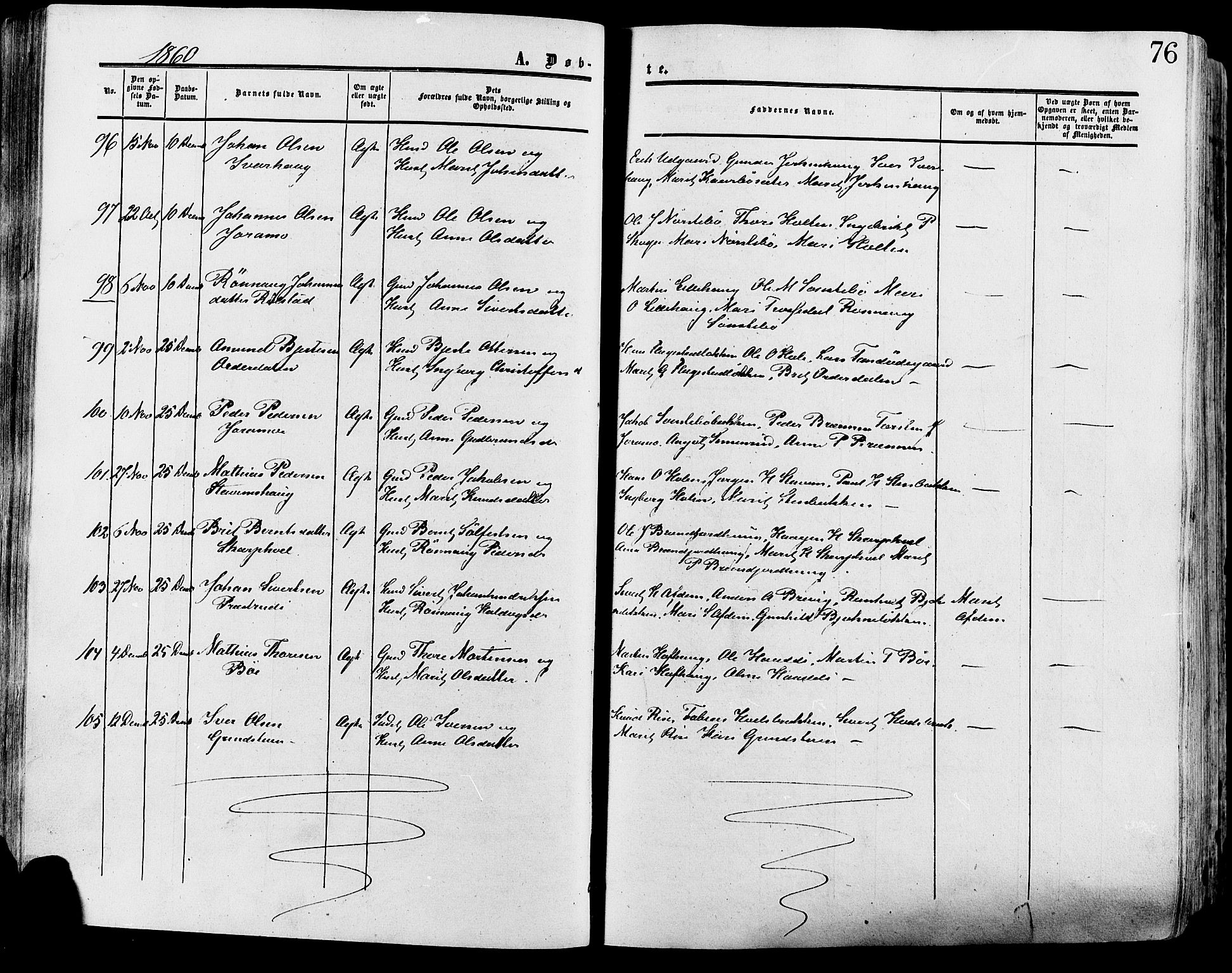 Lesja prestekontor, SAH/PREST-068/H/Ha/Haa/L0008: Parish register (official) no. 8, 1854-1880, p. 76