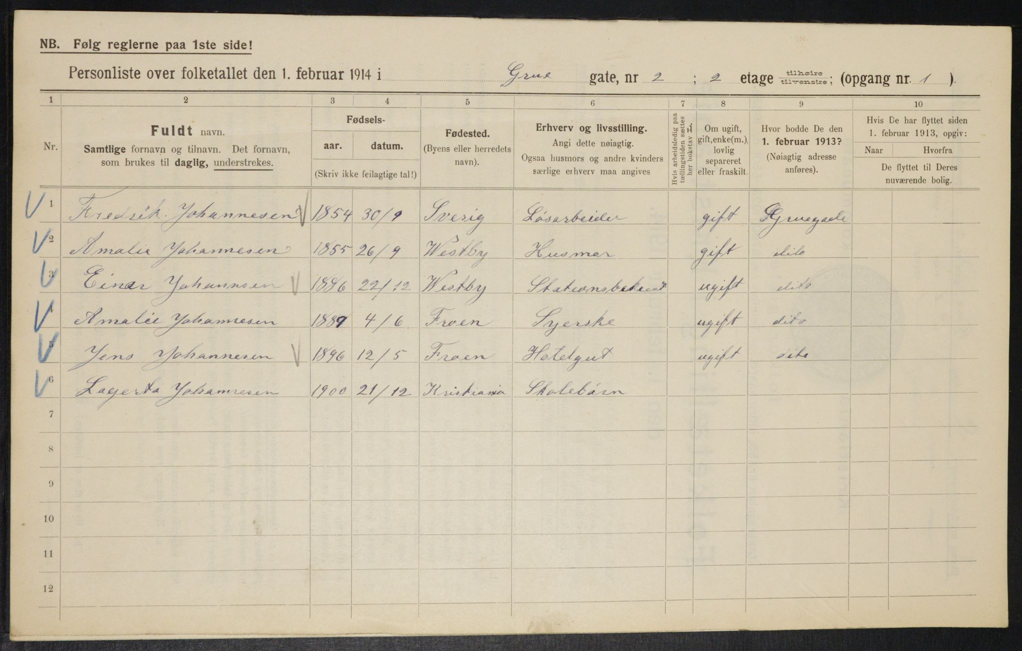 OBA, Municipal Census 1914 for Kristiania, 1914, p. 30340