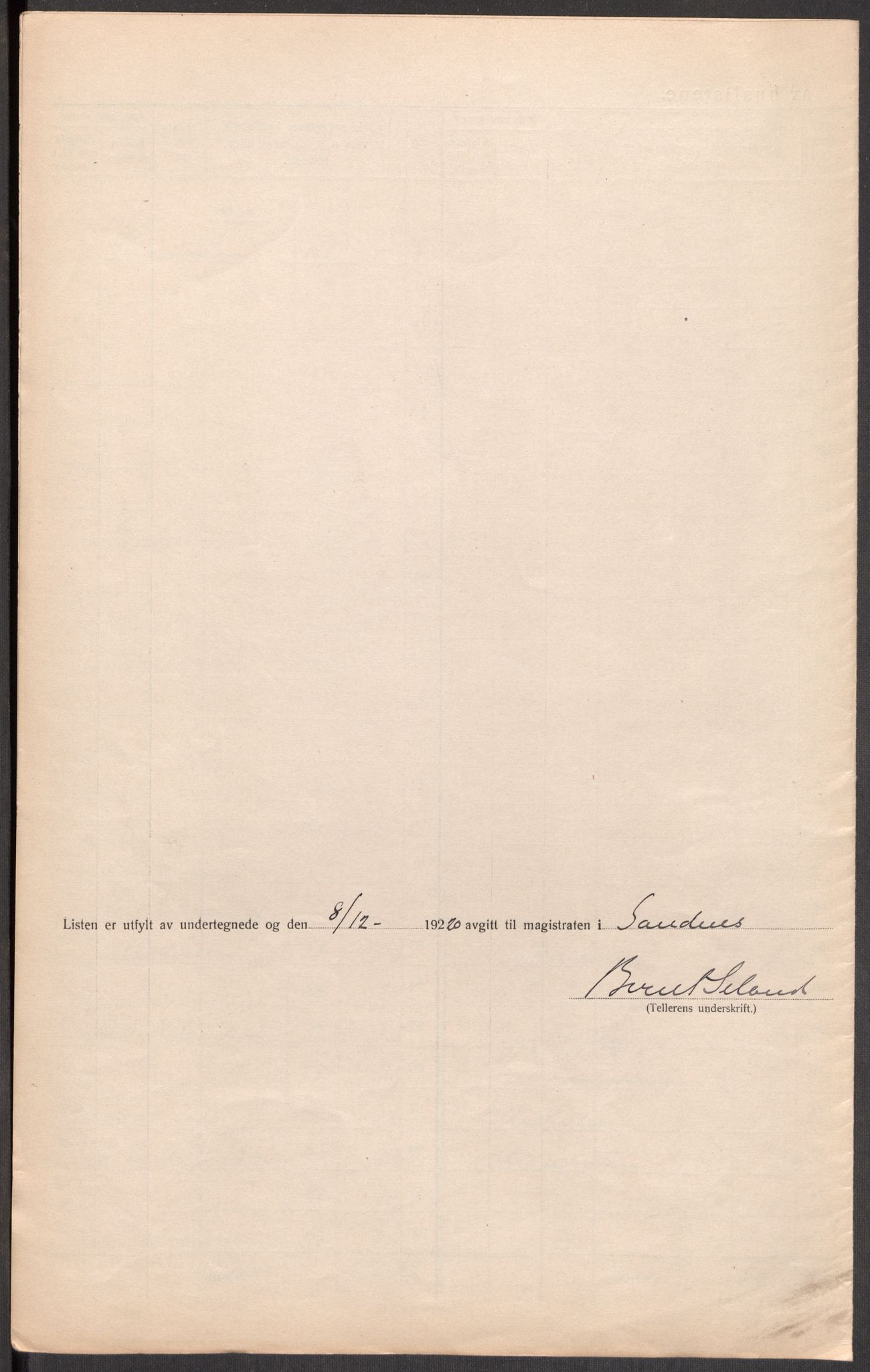 SAST, 1920 census for Sandnes, 1920, p. 8