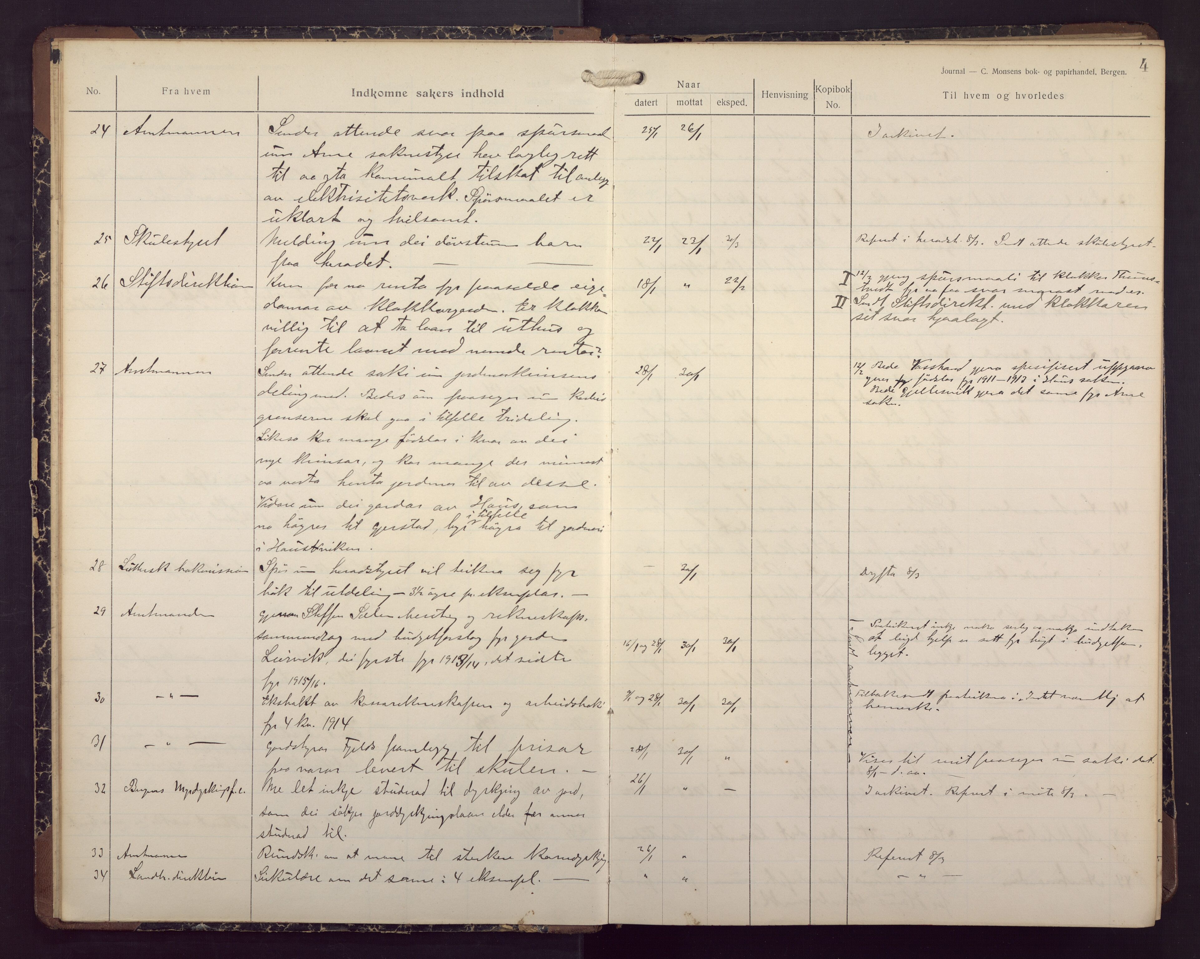 Haus/Arna kommune. Formannskapet, BBA/A-0057/C/Ca/L0004: Journal, 1915-1919